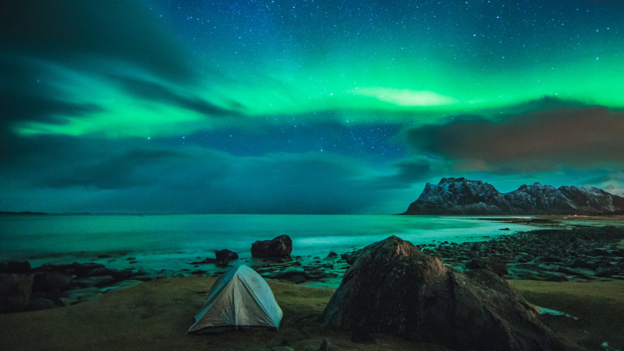 Camping på Uttakleiv i Lofoten