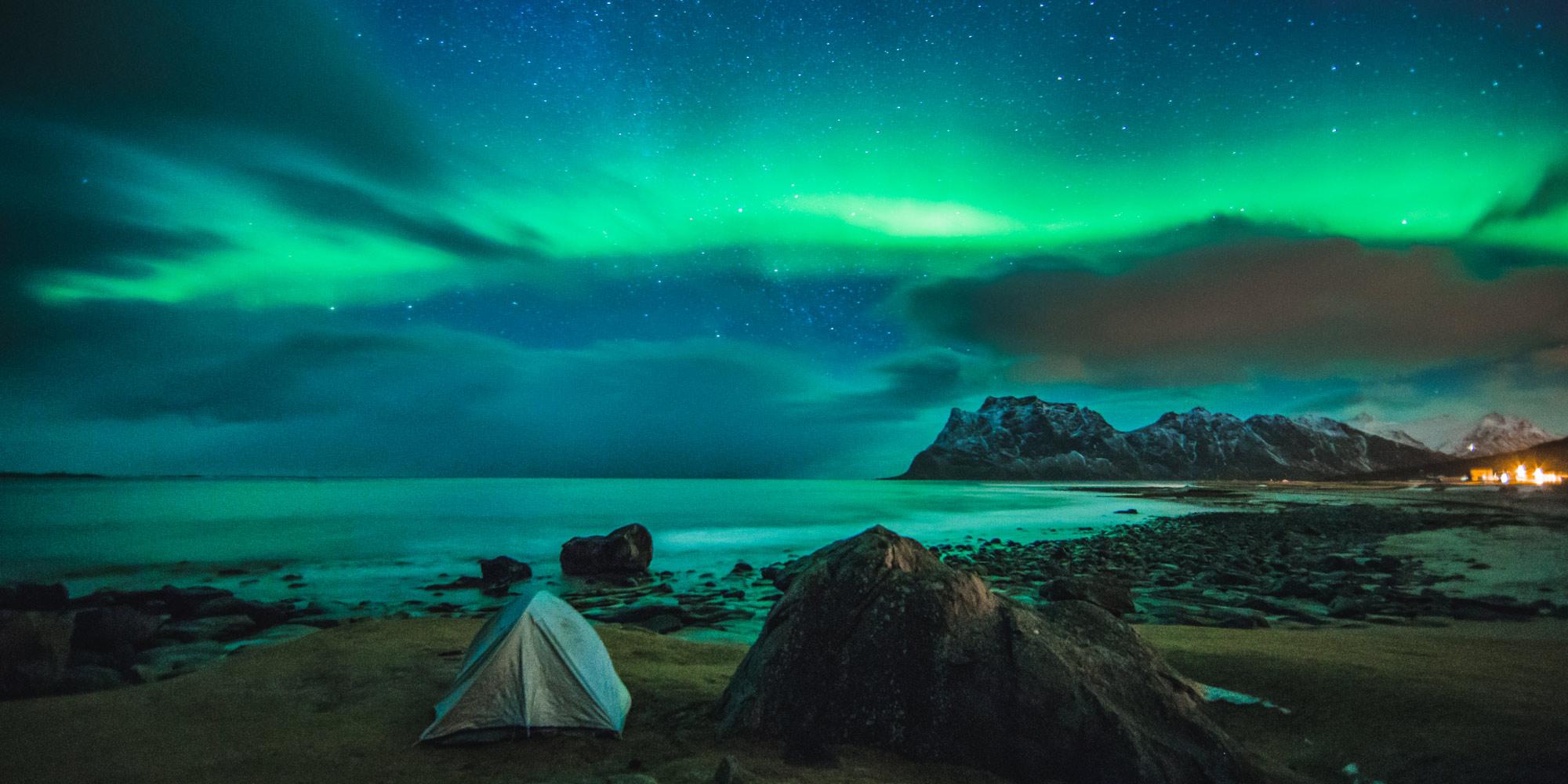 Camping, Uttakleiv beach in Lofoten