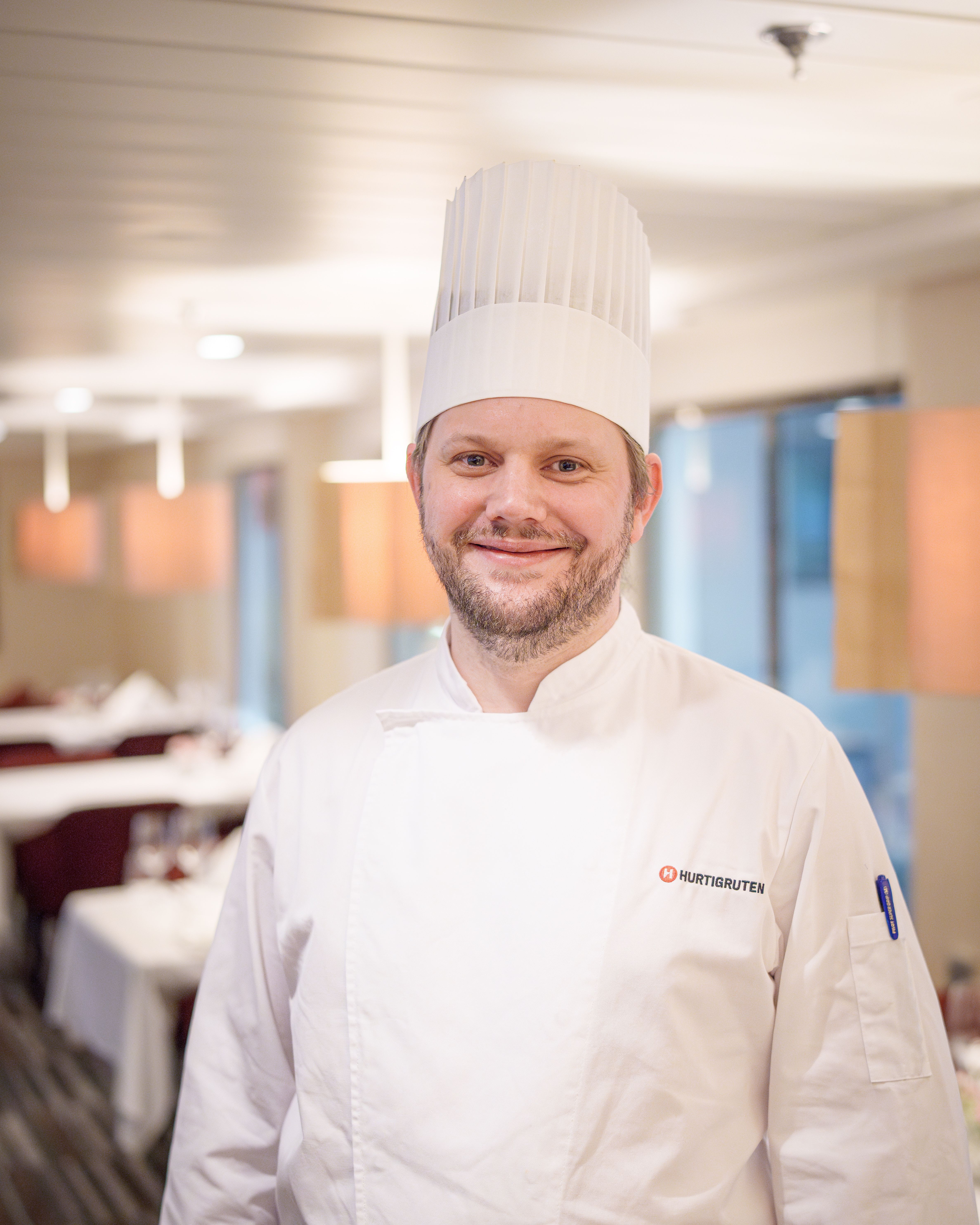 A portait of the chef Frank Kristoffersen on board Hurtigruten