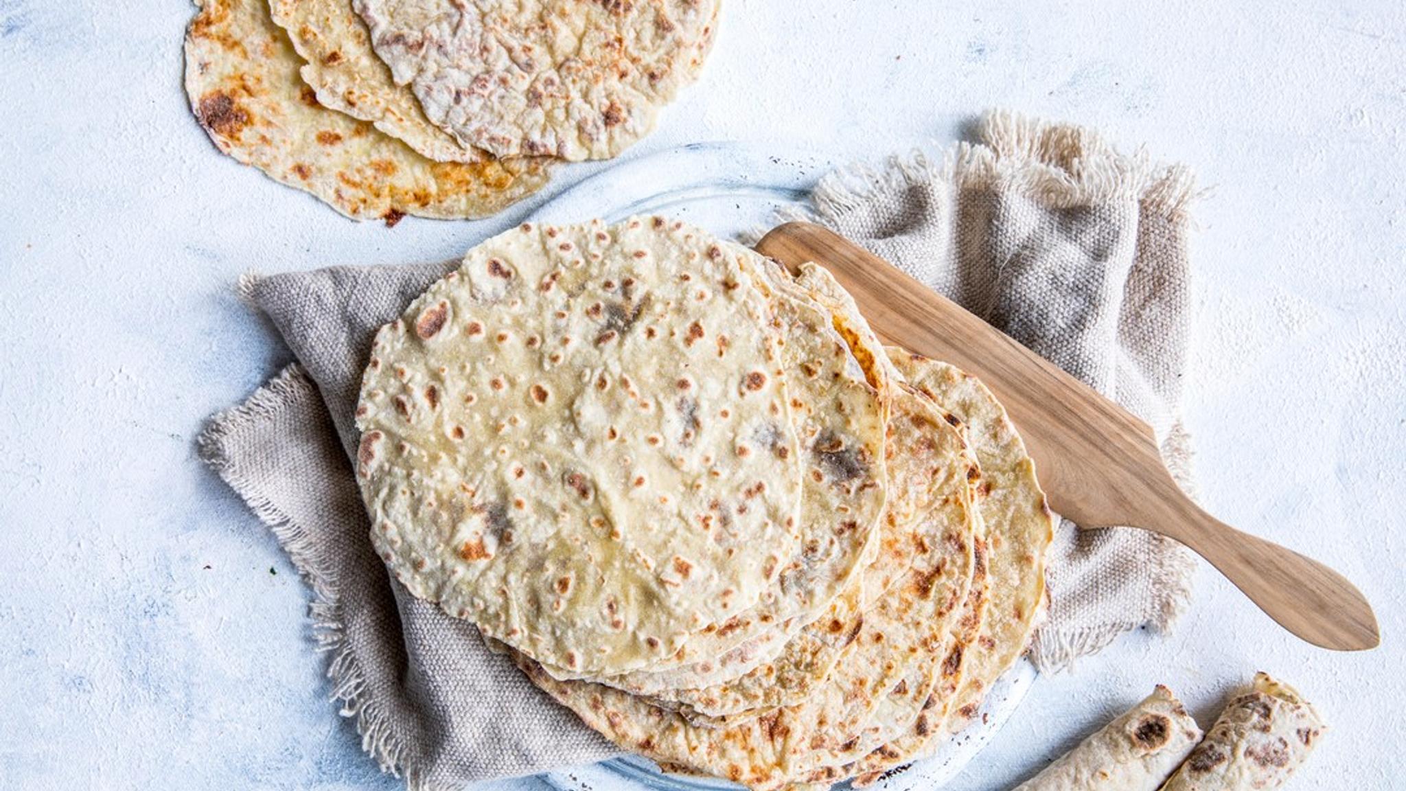 Freshly made potatoe lefse served on a platter in Norway