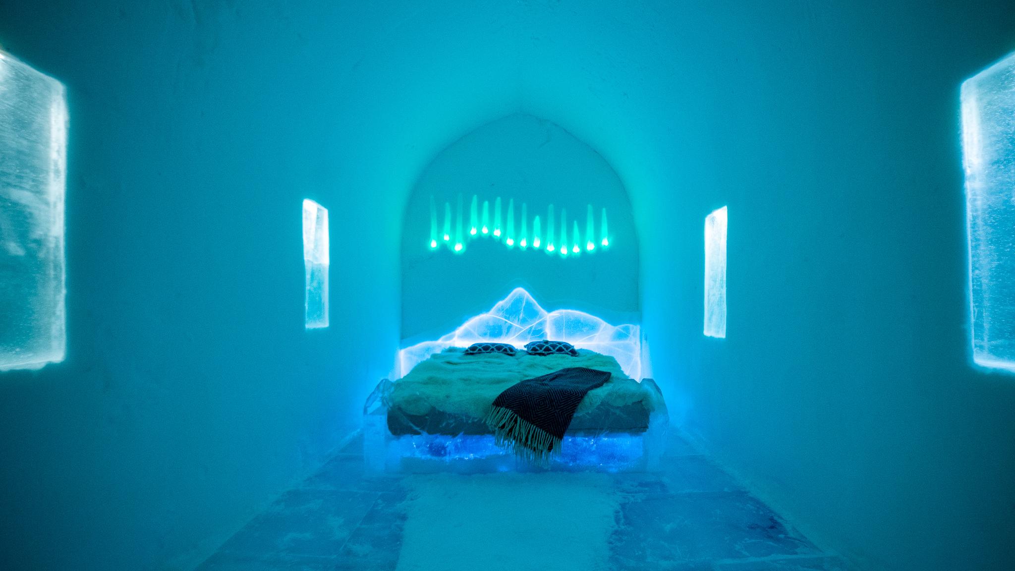 A suite in the Sorrisniva Igloo hotel in Alta, Northern Norway