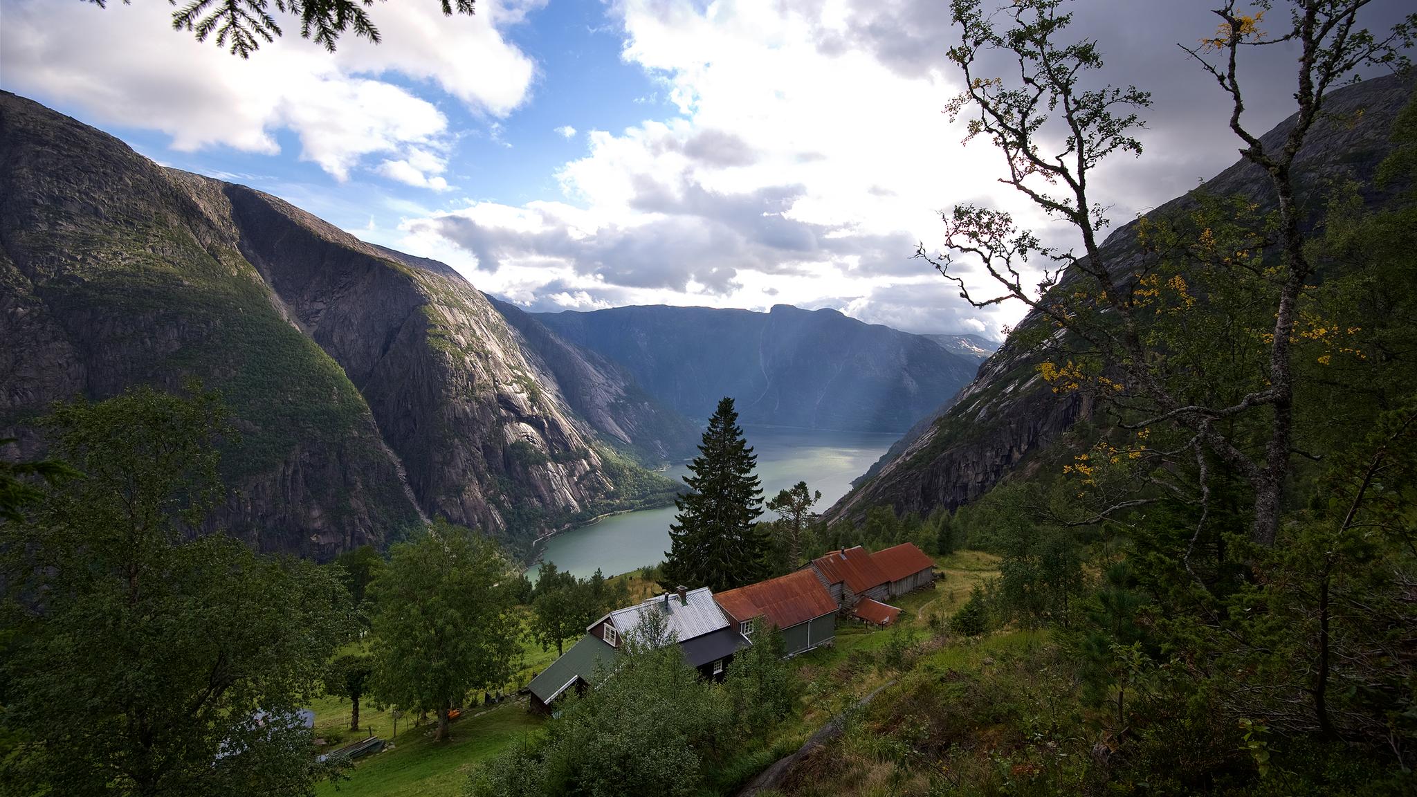 A farm on a mountainside