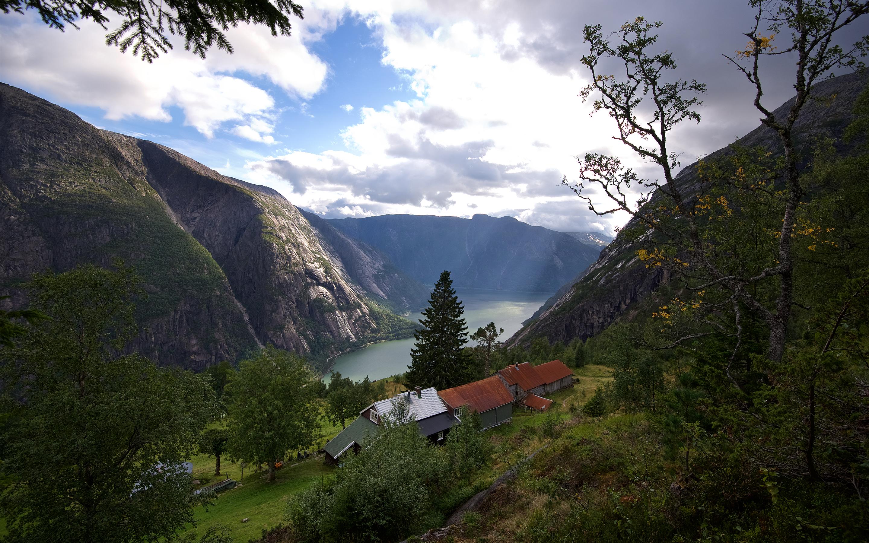 A farm on a mountainside