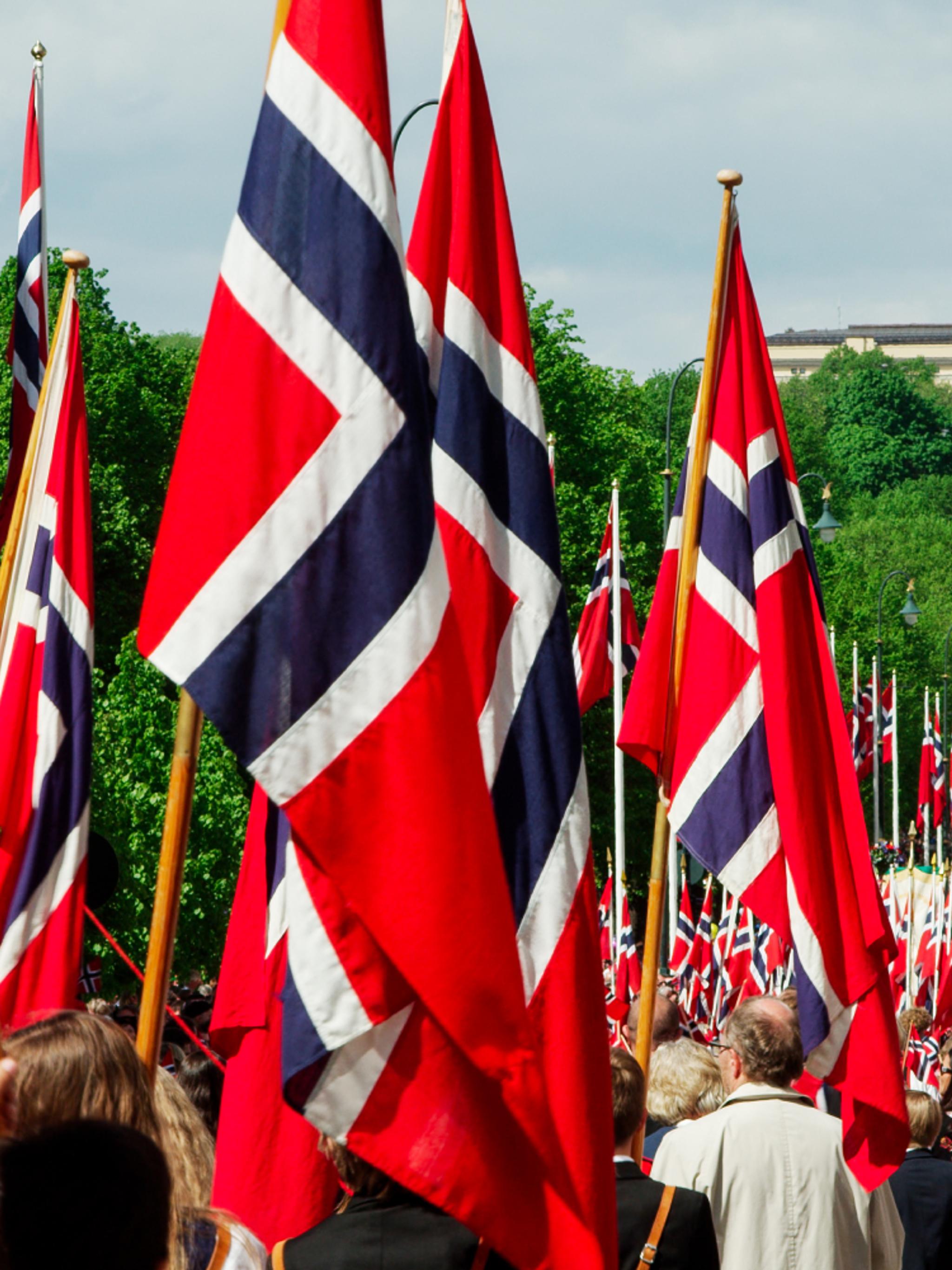 View of the children's parade with hundreds of Norwegians in Oslo on 17 May, Norway's national day