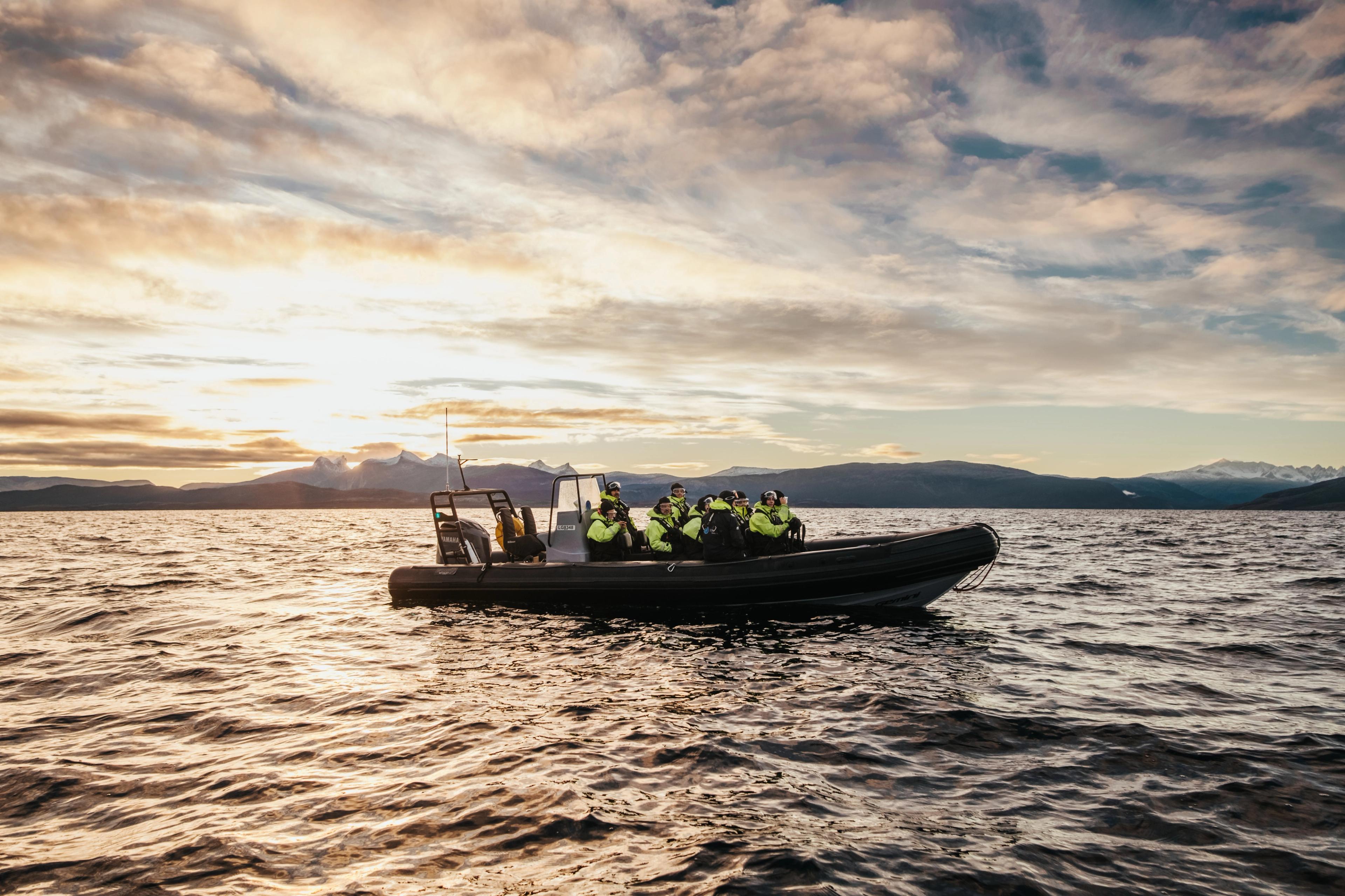 People in a RIB boat from Stella Polaris in Bodø.