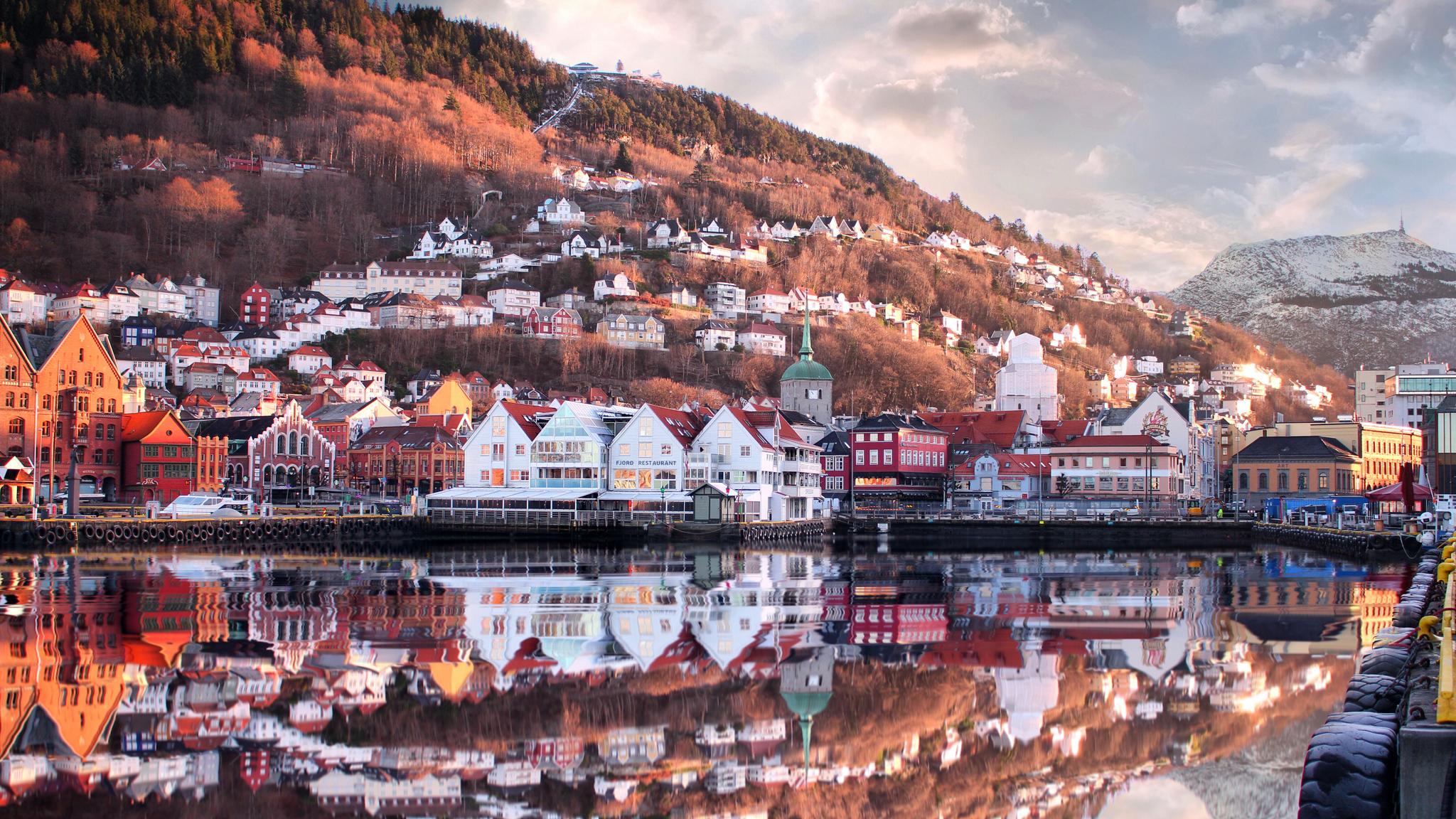 The UNESCO world heritage site Bryggen in Bergen, Fjord Norway
