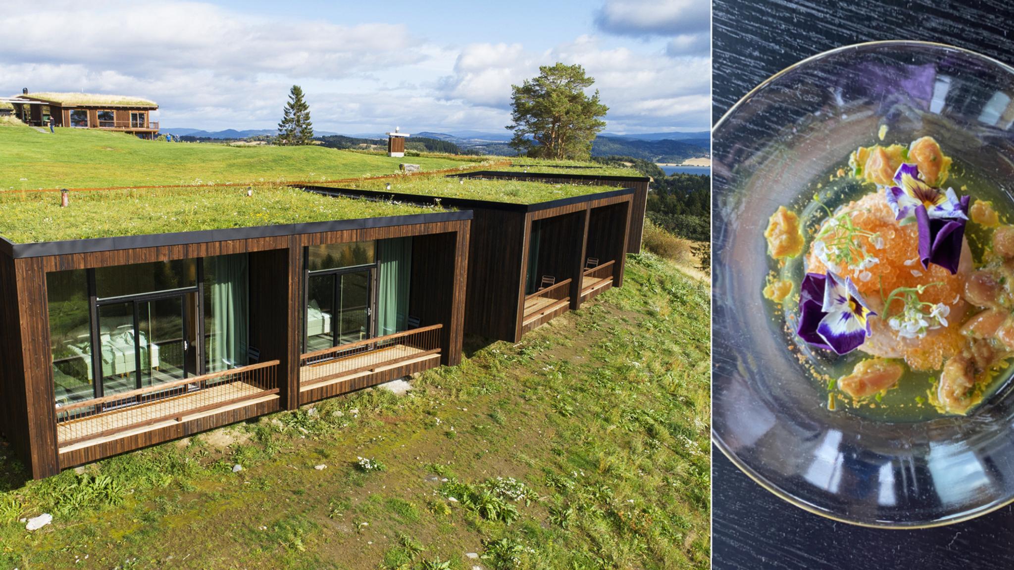 Exterior and food at Øyna Kulturlandskapshotell (cultural landscape hotel) at Inderøy