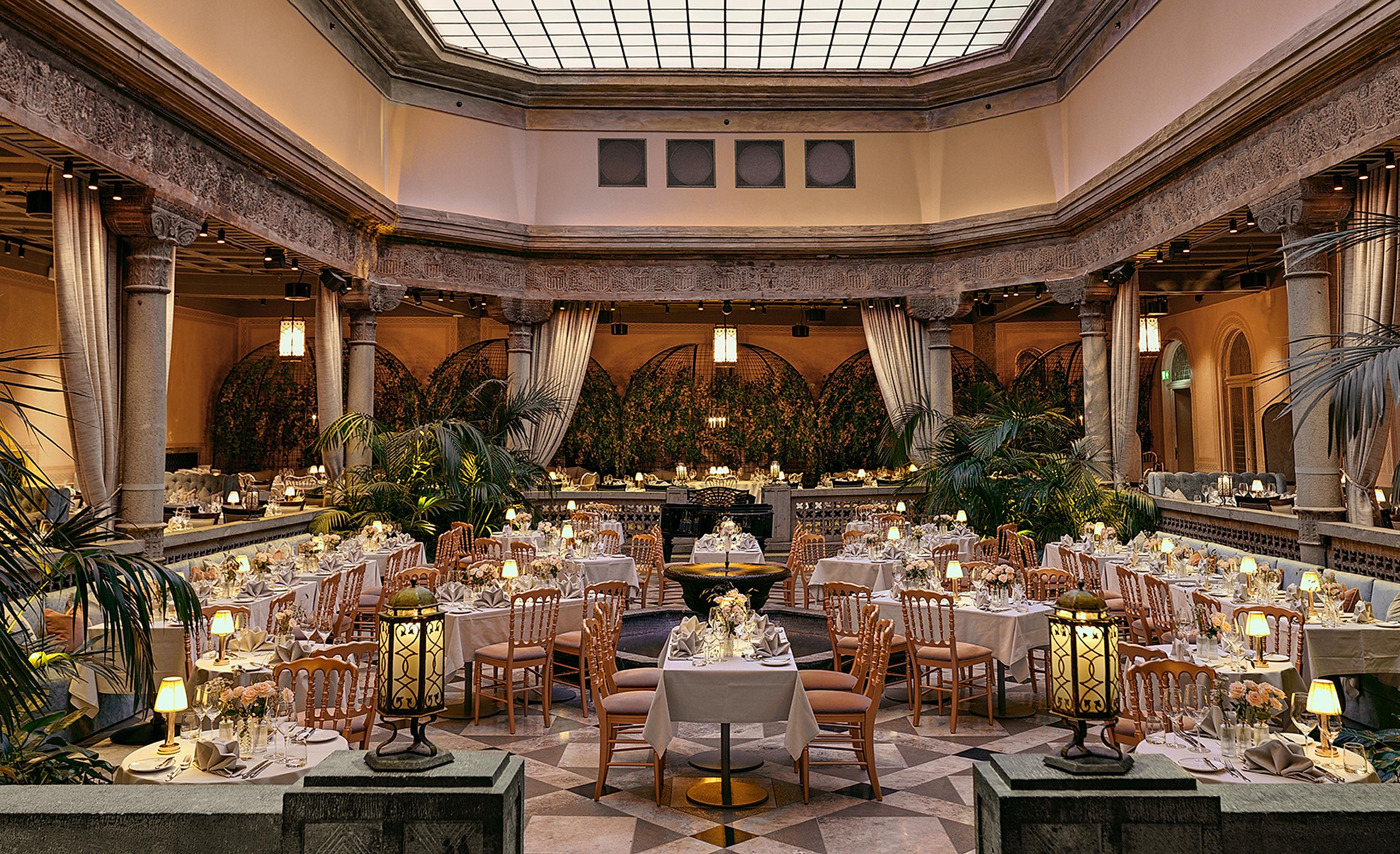 Den ikoniske palmehave på Britannia Hotel i Trondheim, Norge