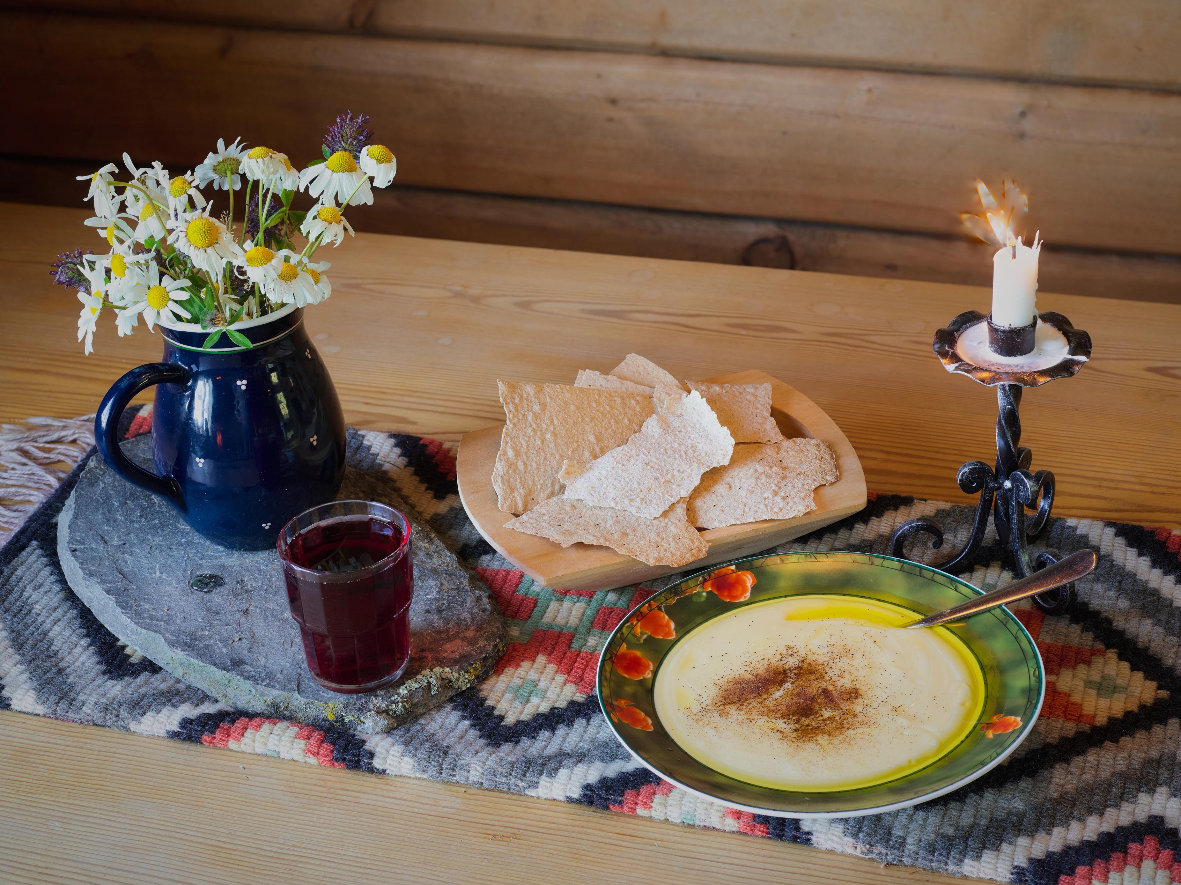 Traditional food at Fagerdalen Støl in Hallingdal, Eastern Norway