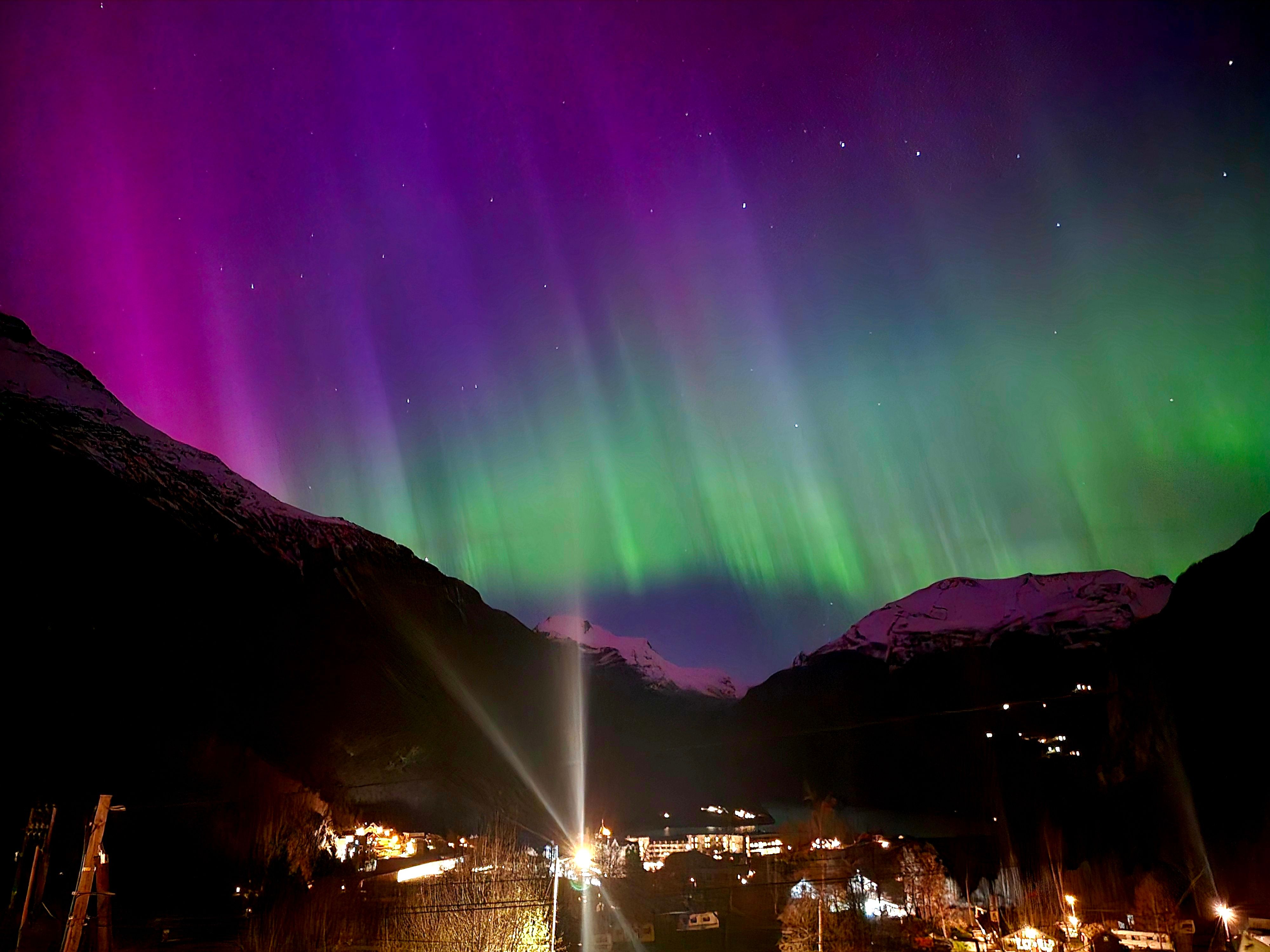 Northern lights over Geiranger