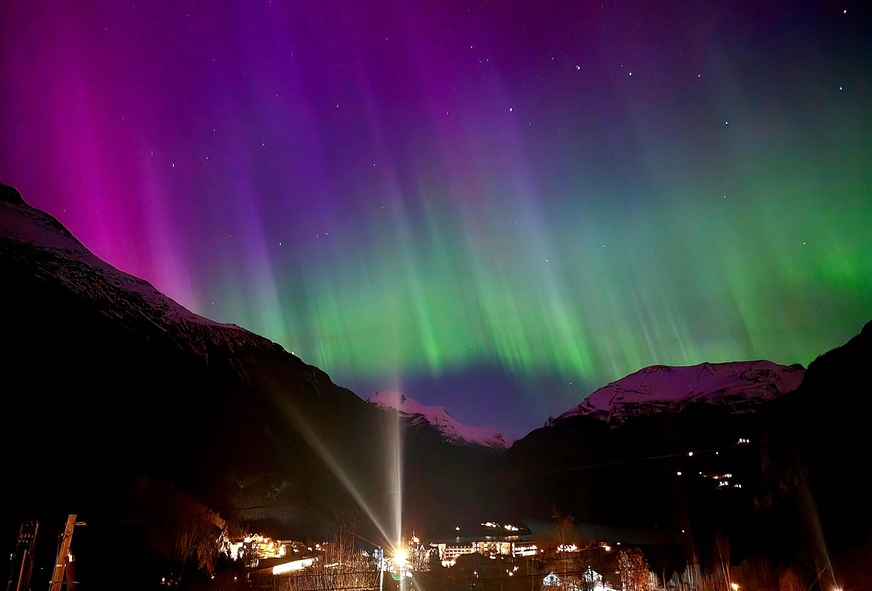 Northern lights over Geiranger
