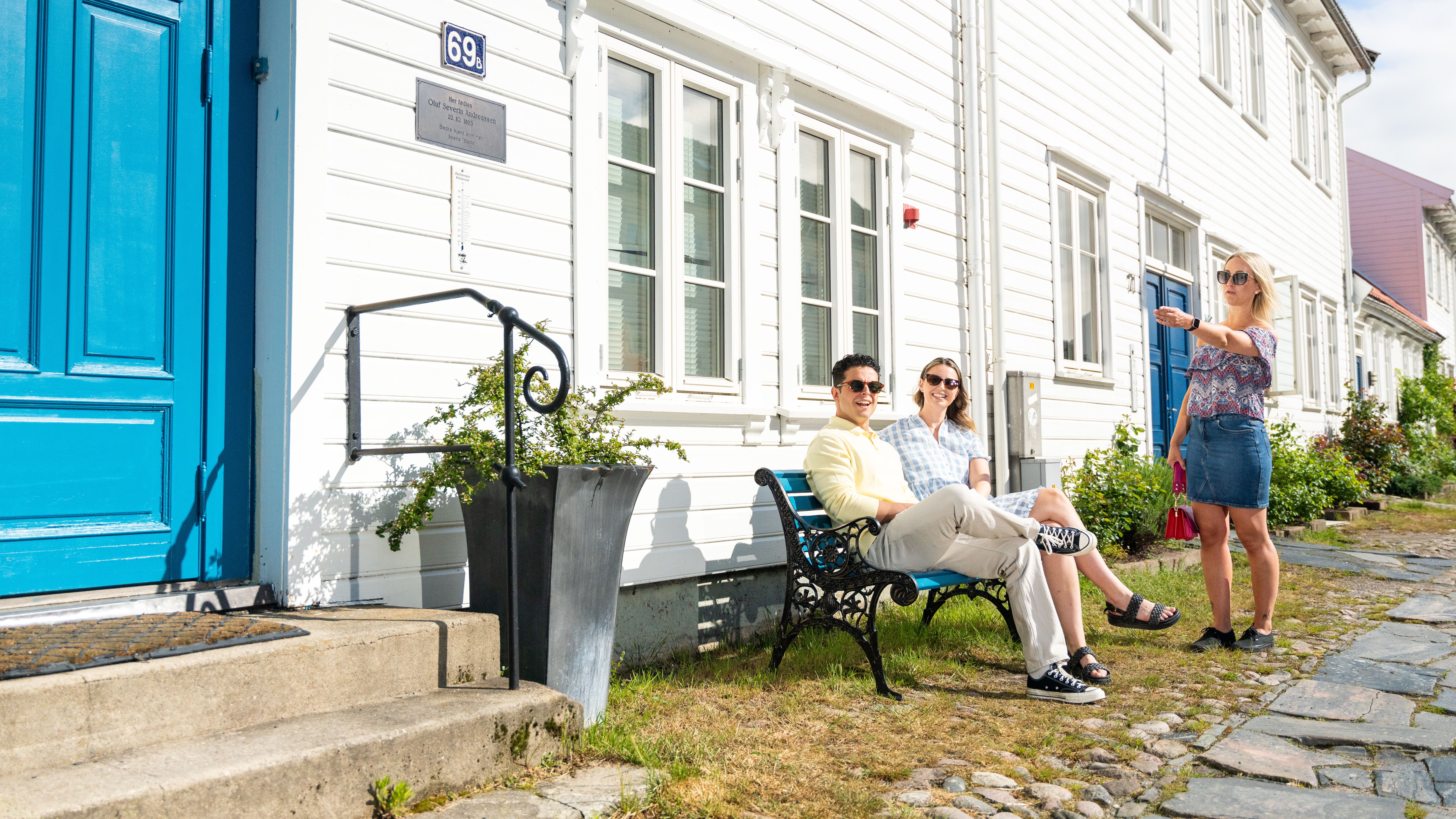 Three friends hanging in the Posebyen old town area in Kristiansand