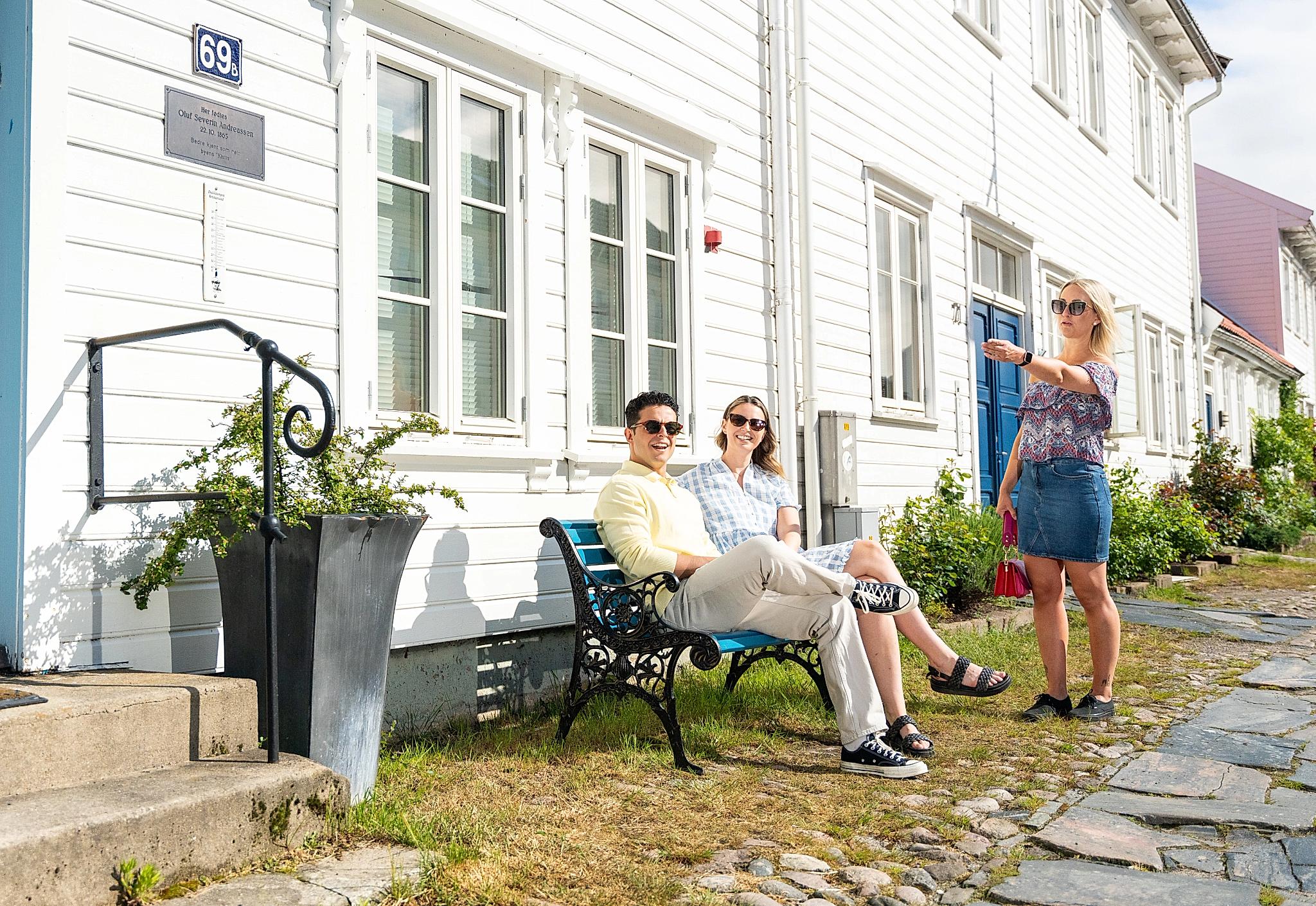 Three friends hanging in the Posebyen old town area in Kristiansand