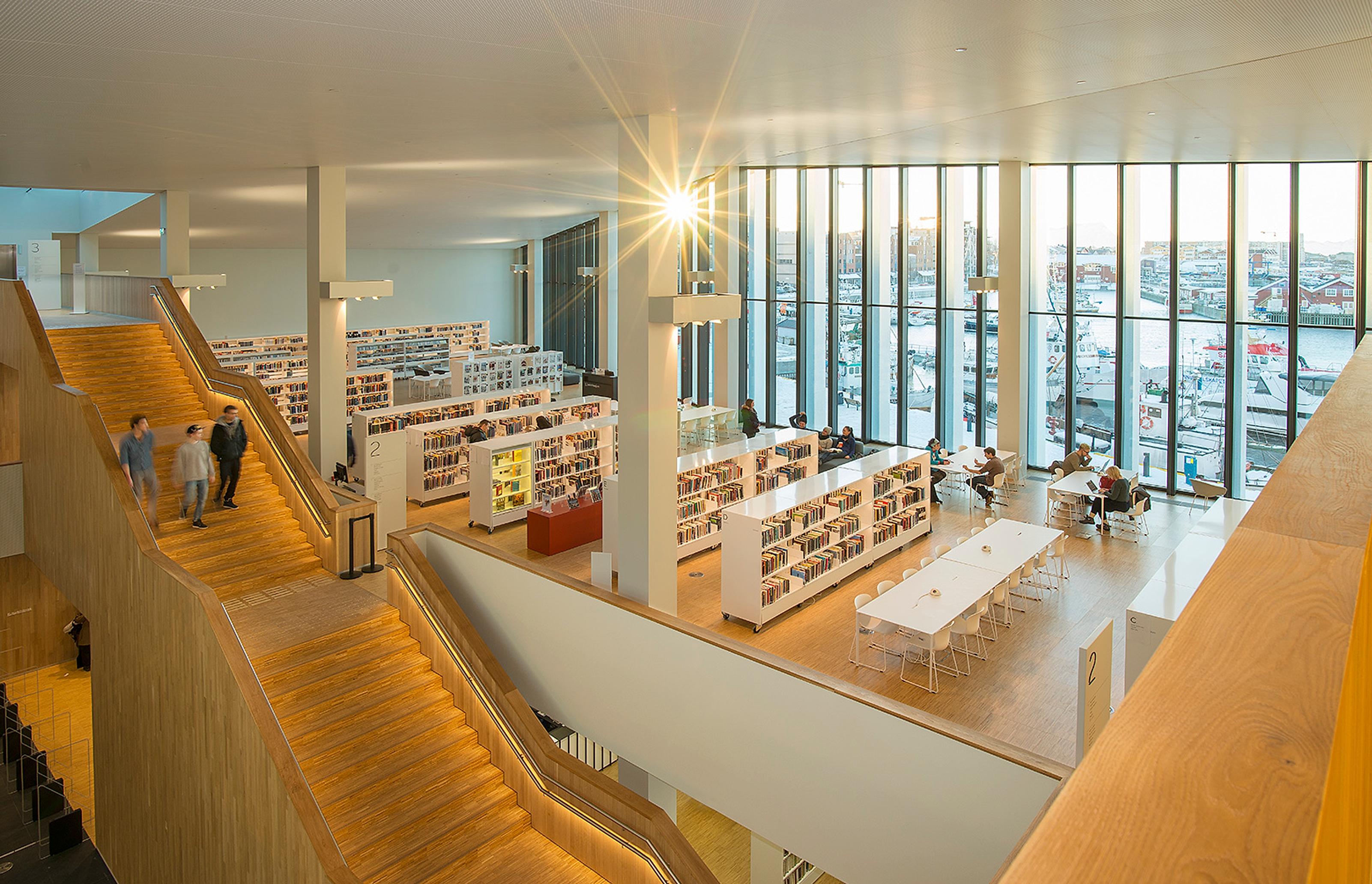 View on the inside of the Stormen bibliotek, Bodø, Northern Norway
