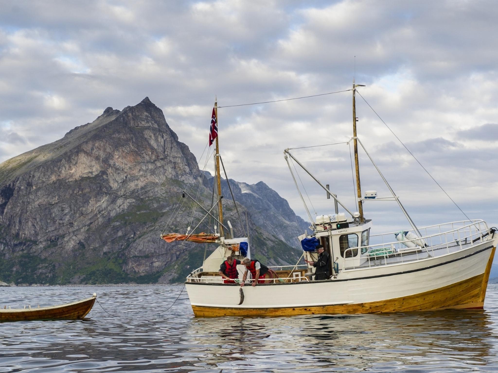 An old fishing boat on the sea in the Tromsø area in Northern Norway