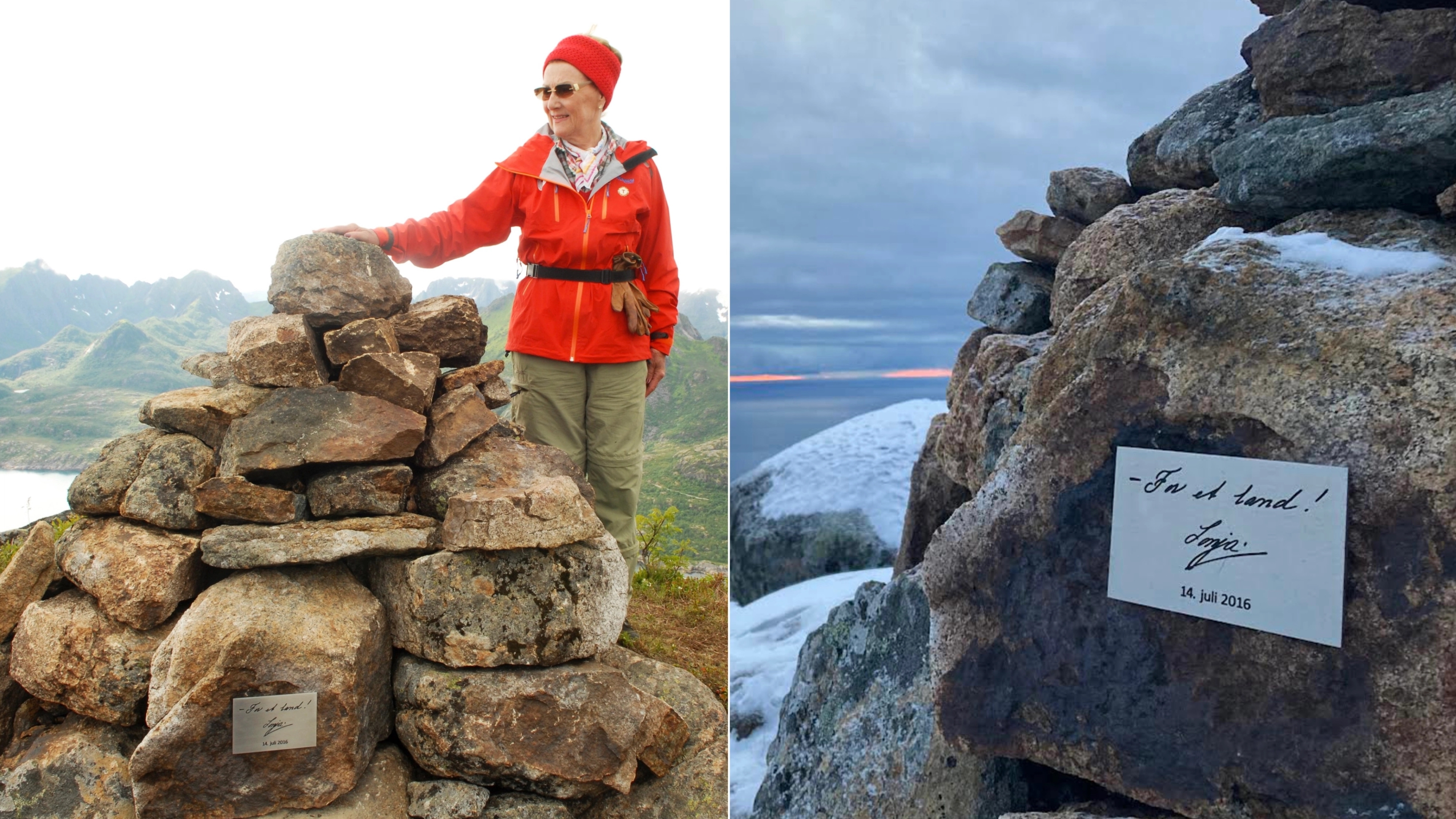 The Queen on top of the Stortinden mountain in Digermulen, Northern Norway