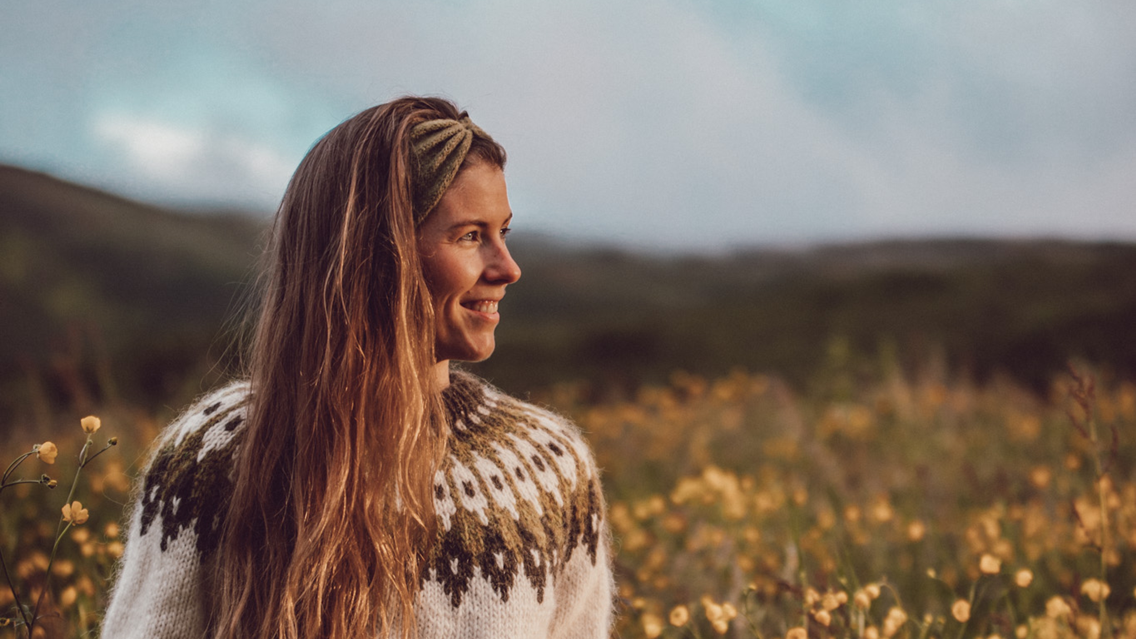 Woman in flower field