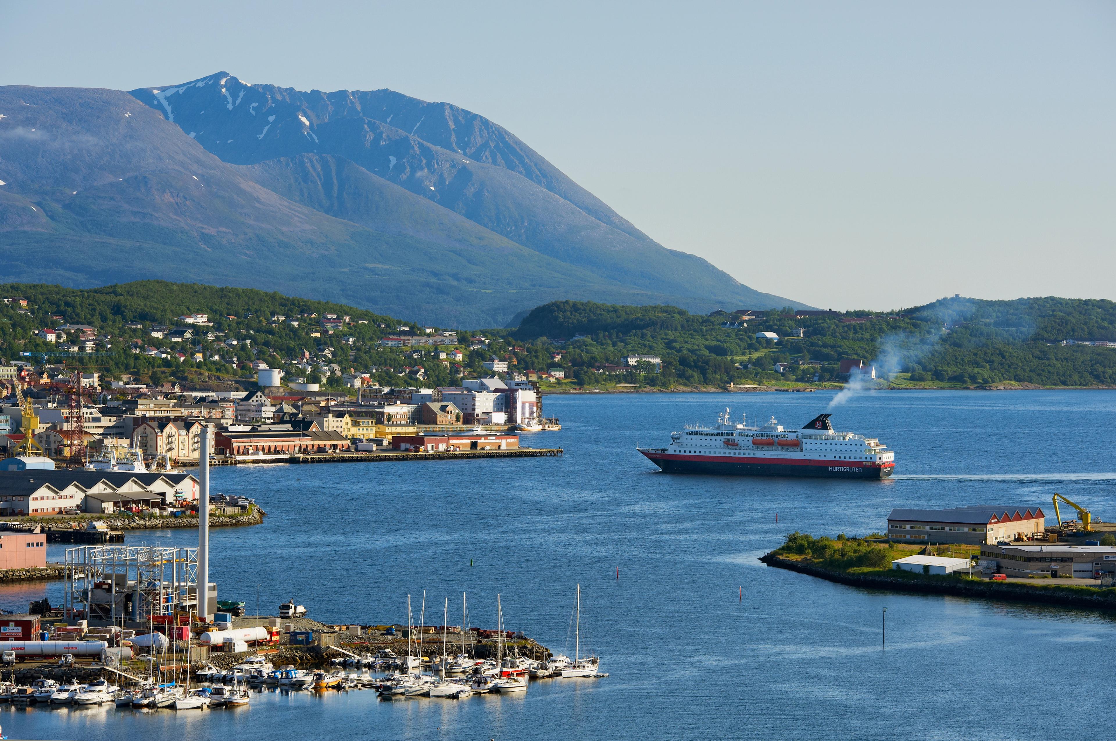 View of Harstad city a summer day, Northern Norway