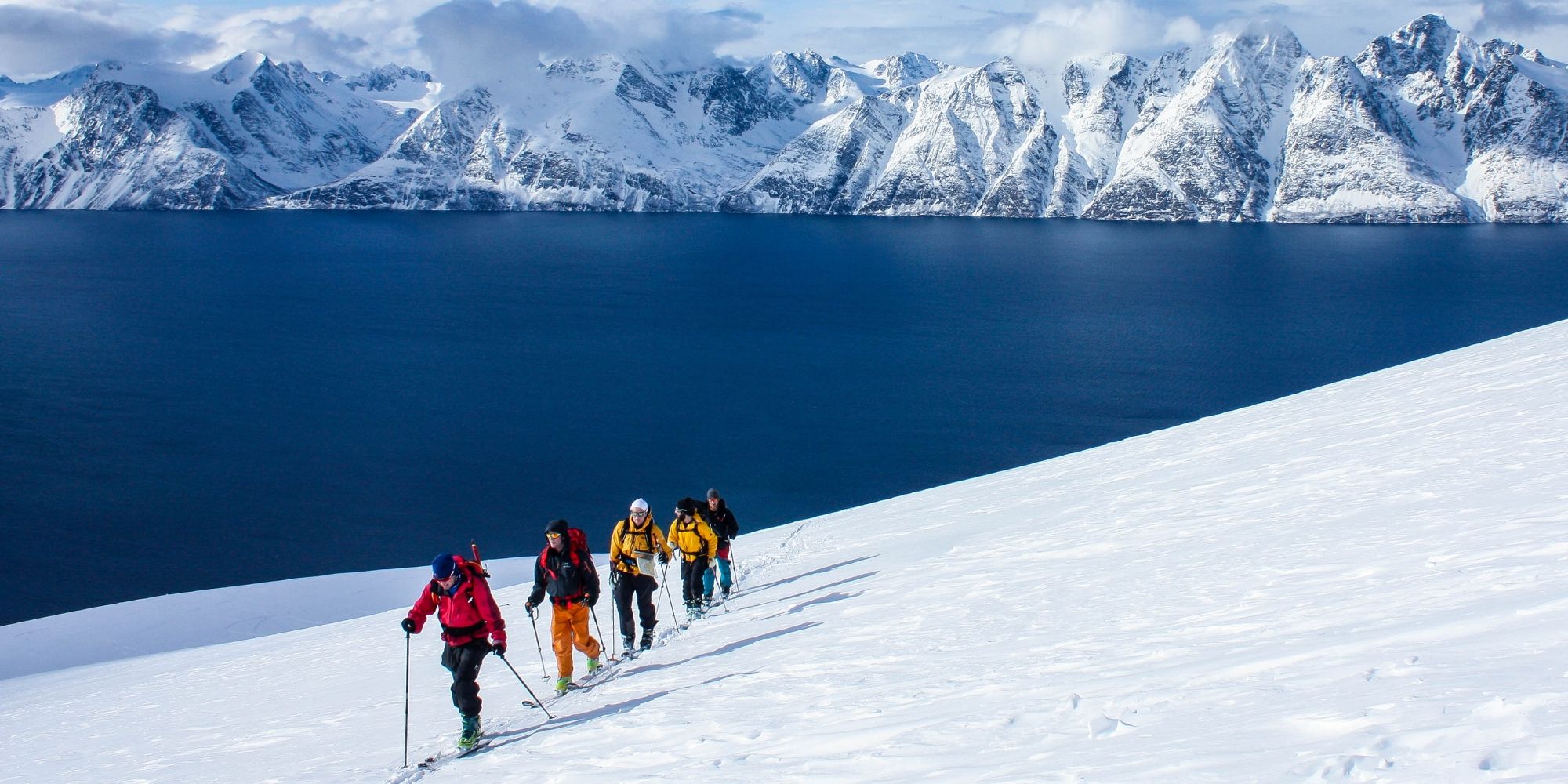 Ski touring at Kjelvågtinden, Uløya