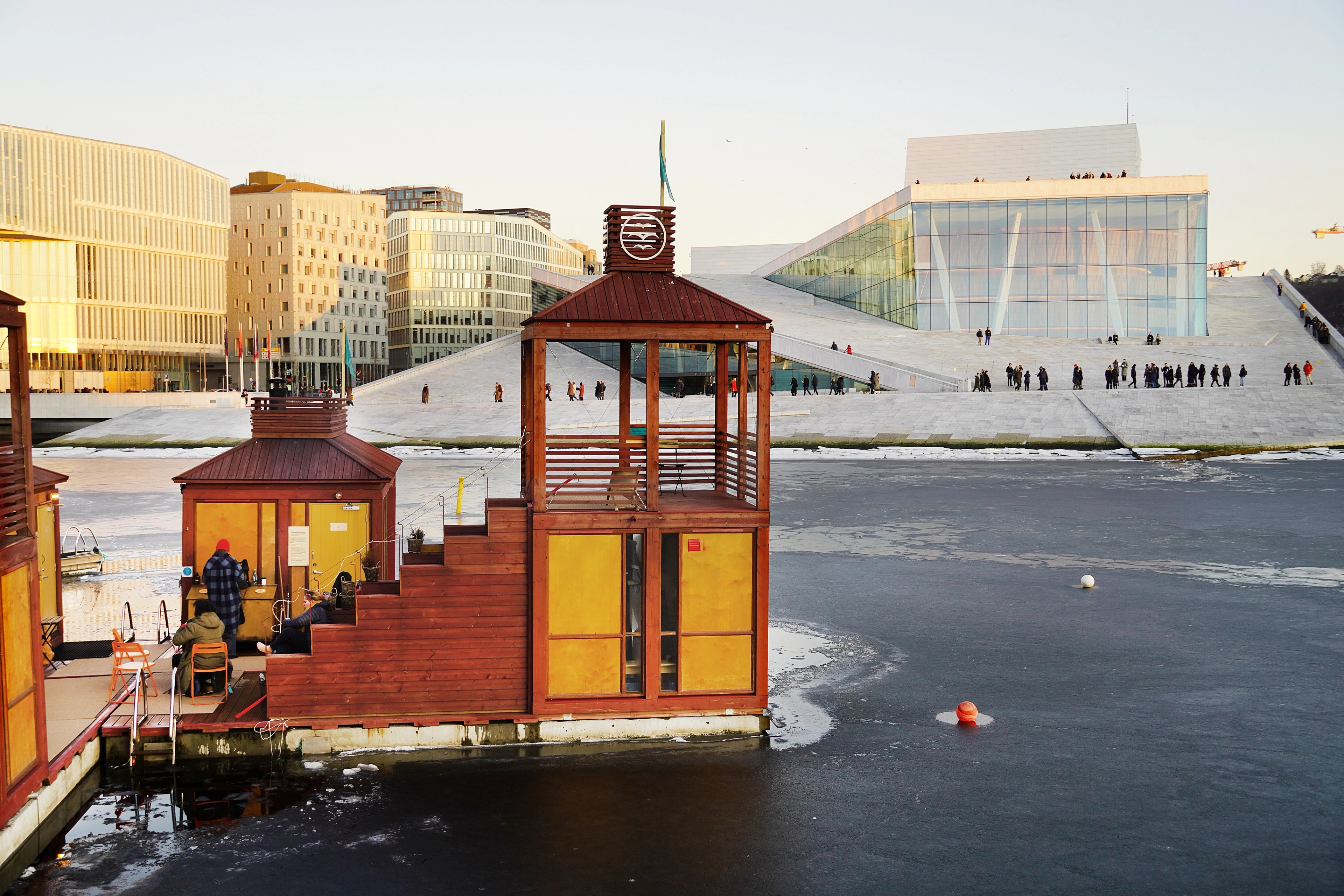 A sauna in front of the Opera house in Oslo