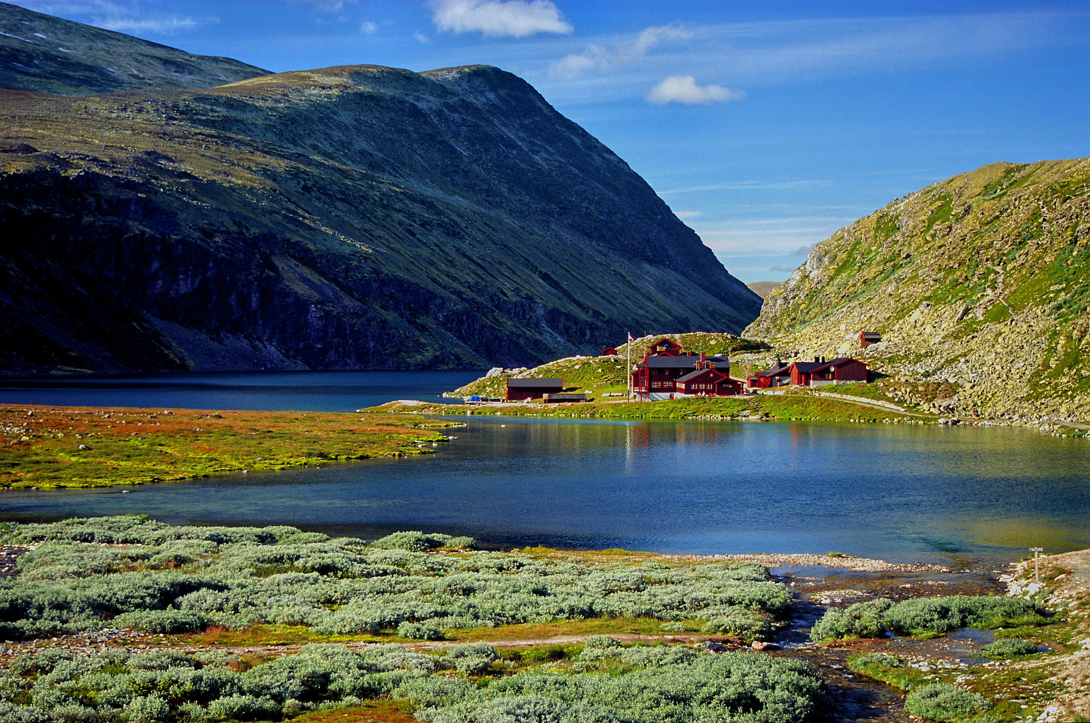 Rondvassbu in Rondane, Eastern Norway, in mountainous landscape.