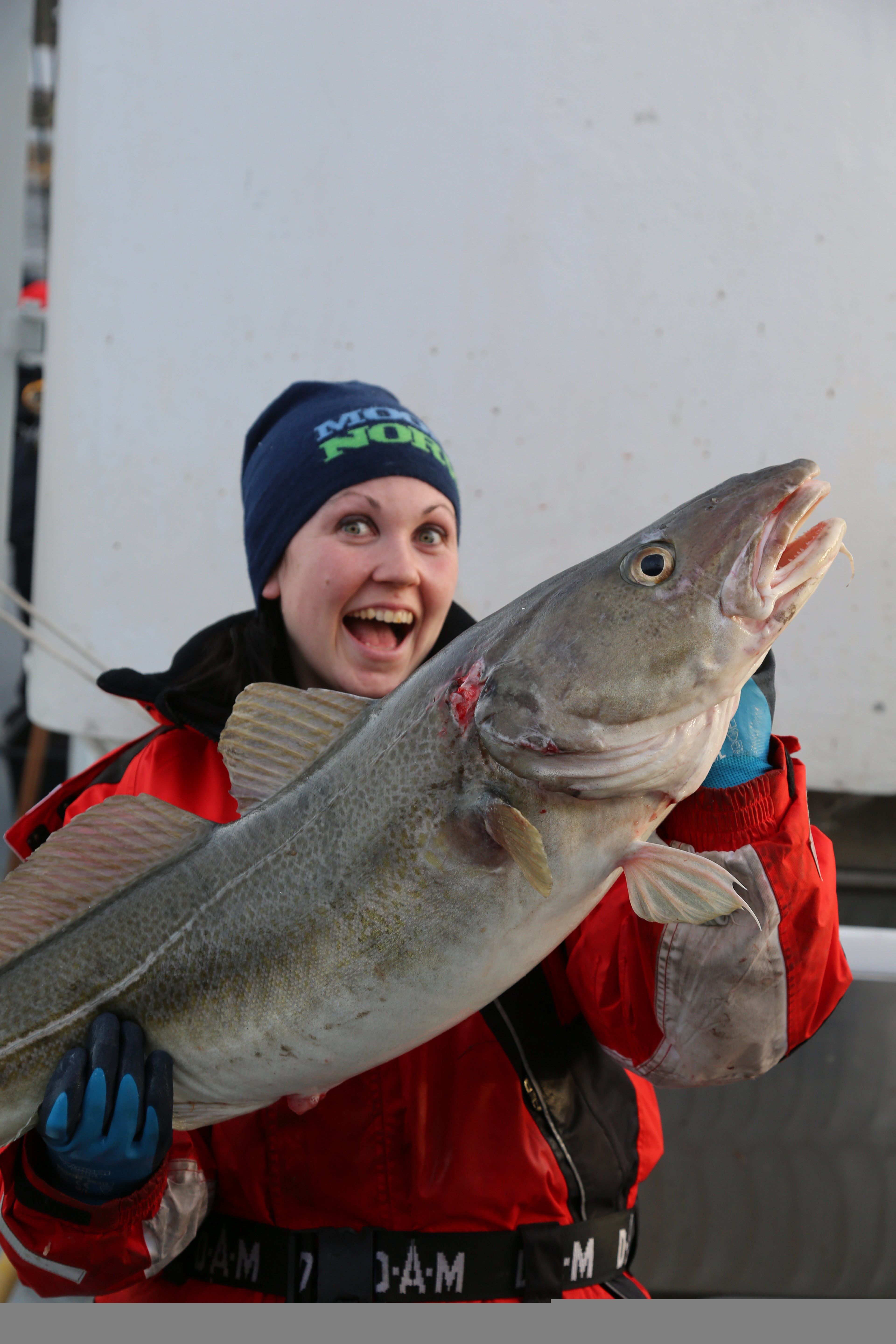 Woman fishing in Borgundfjorden
