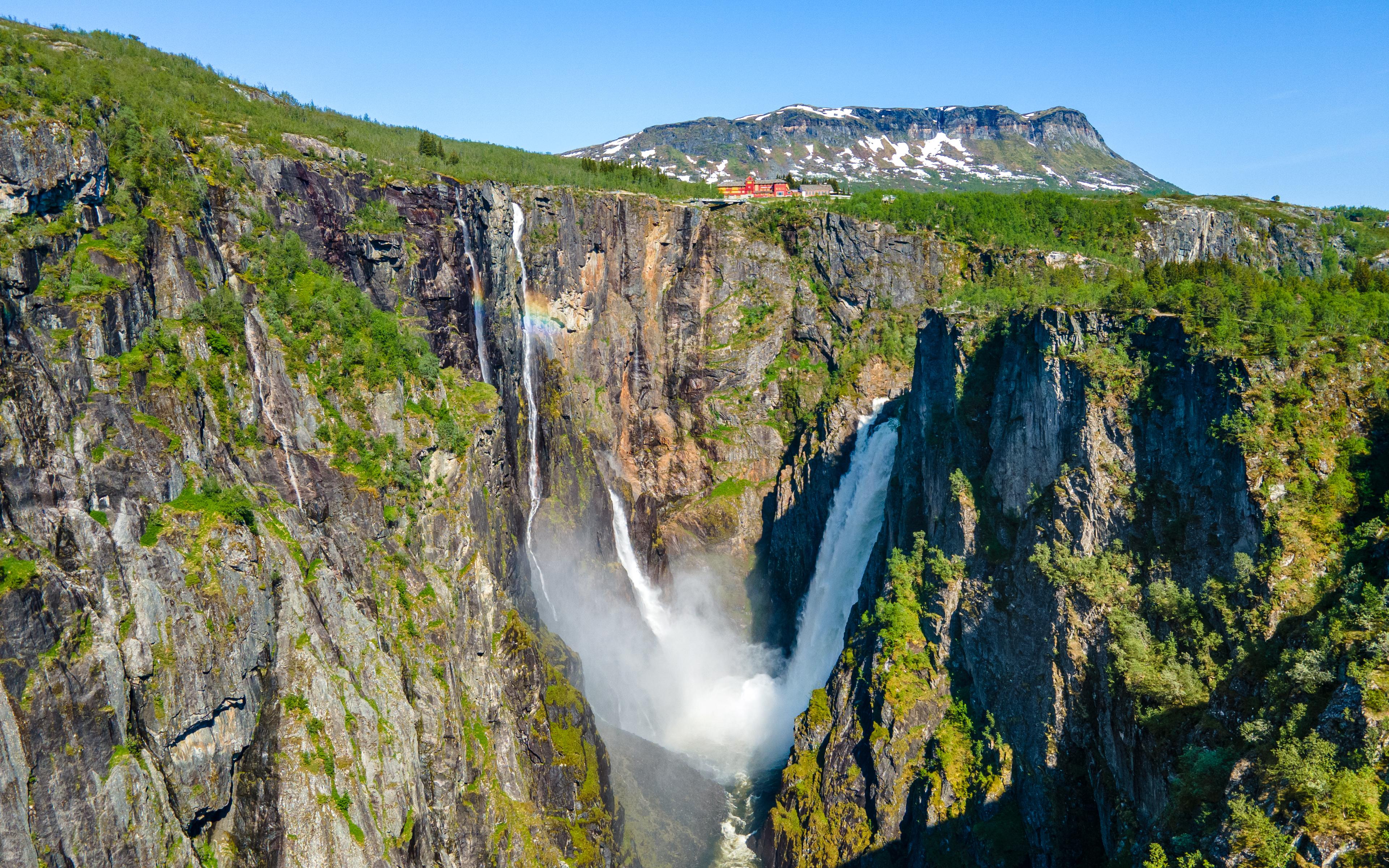 Beautiful view of Voringsfossen waterfall
