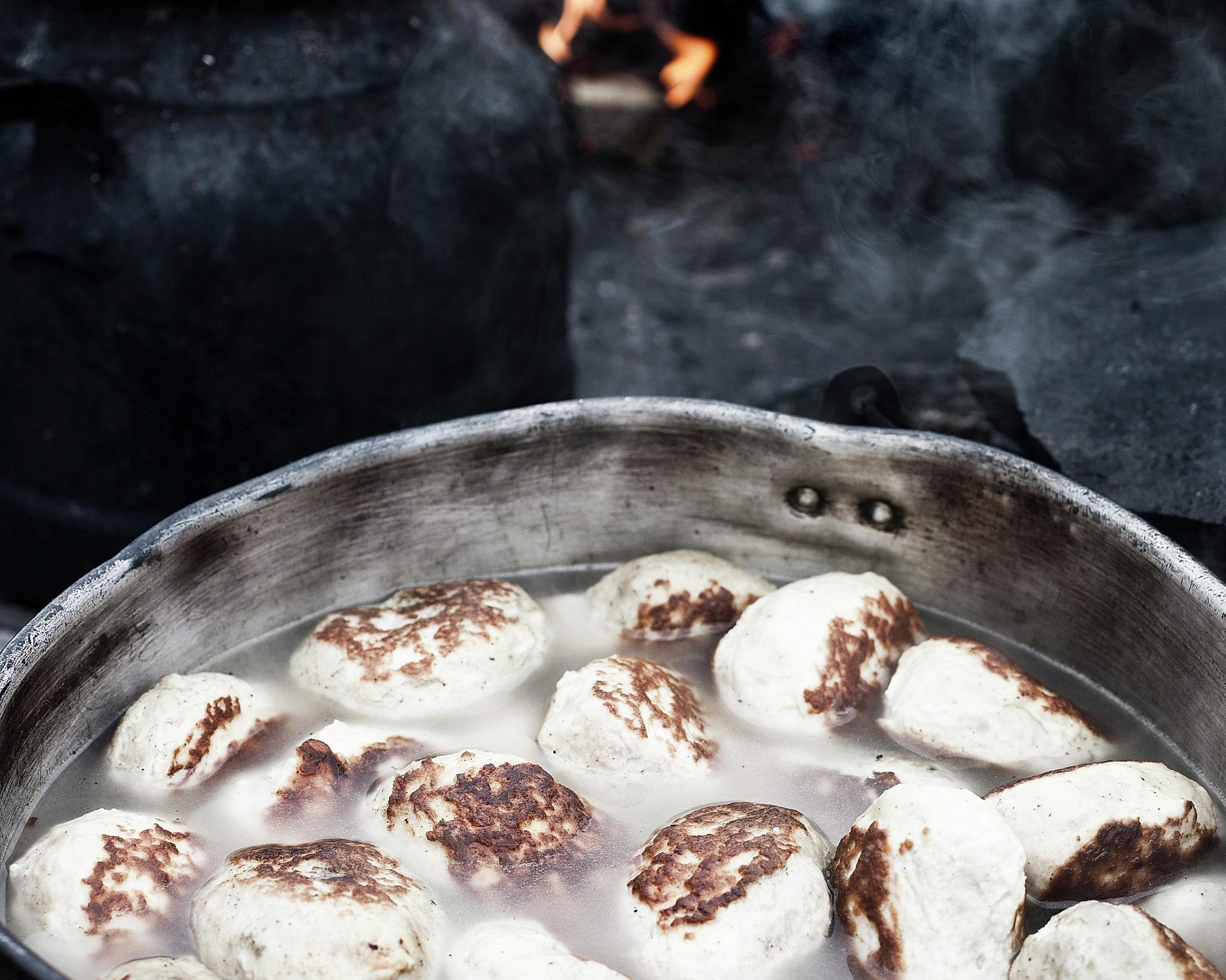 Meat balls in a pan