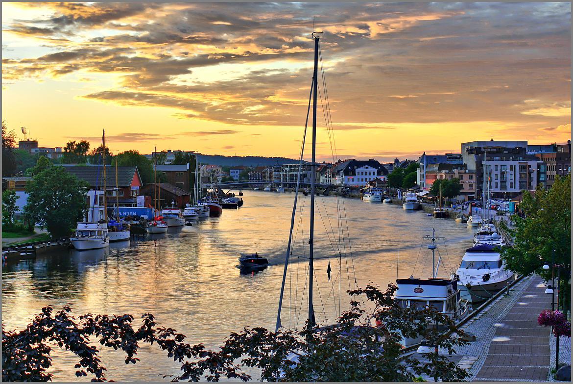 Sunset over the pier in Fredrikstad, Eastern Norway