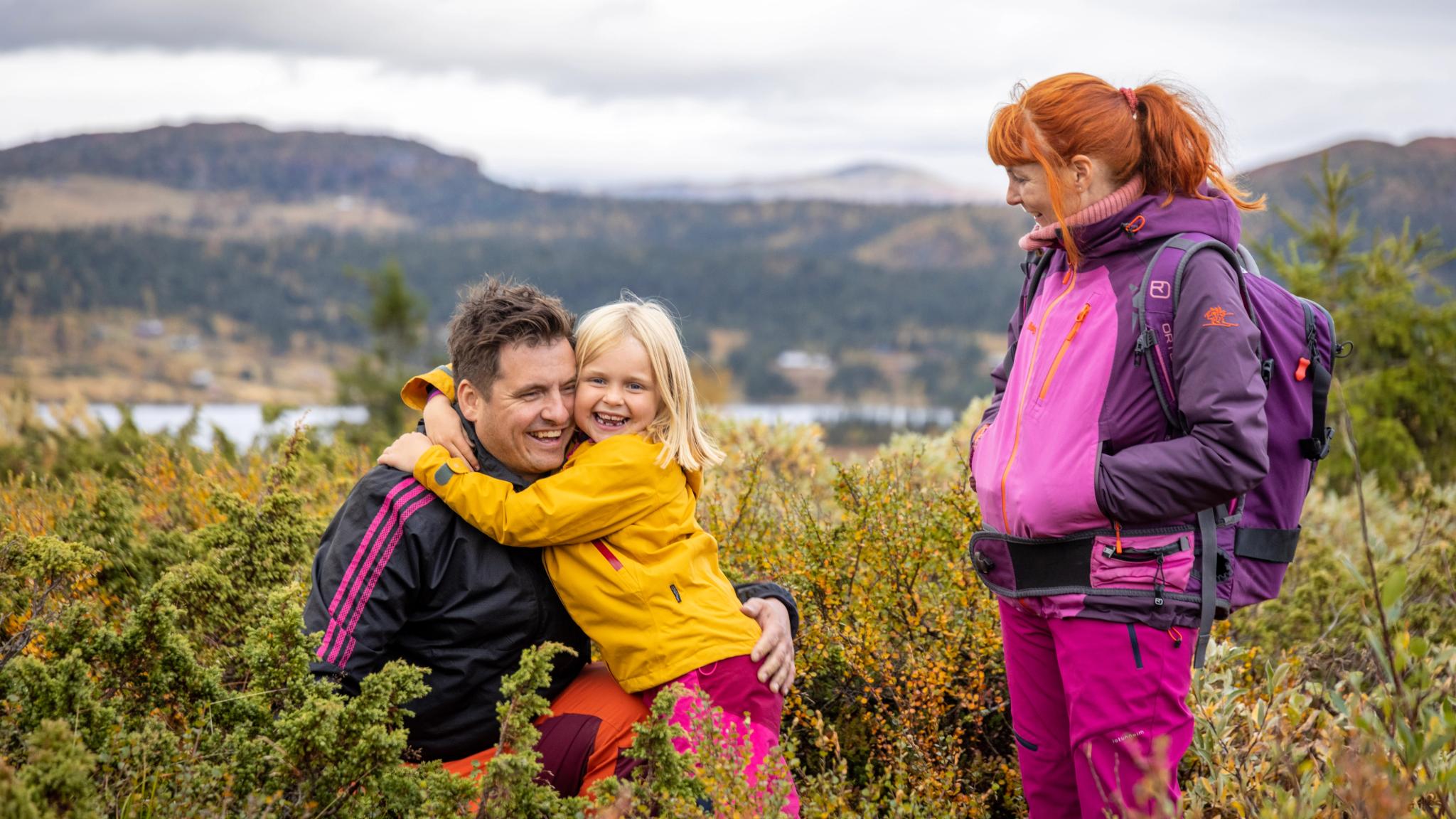 A family having fun in the mountains