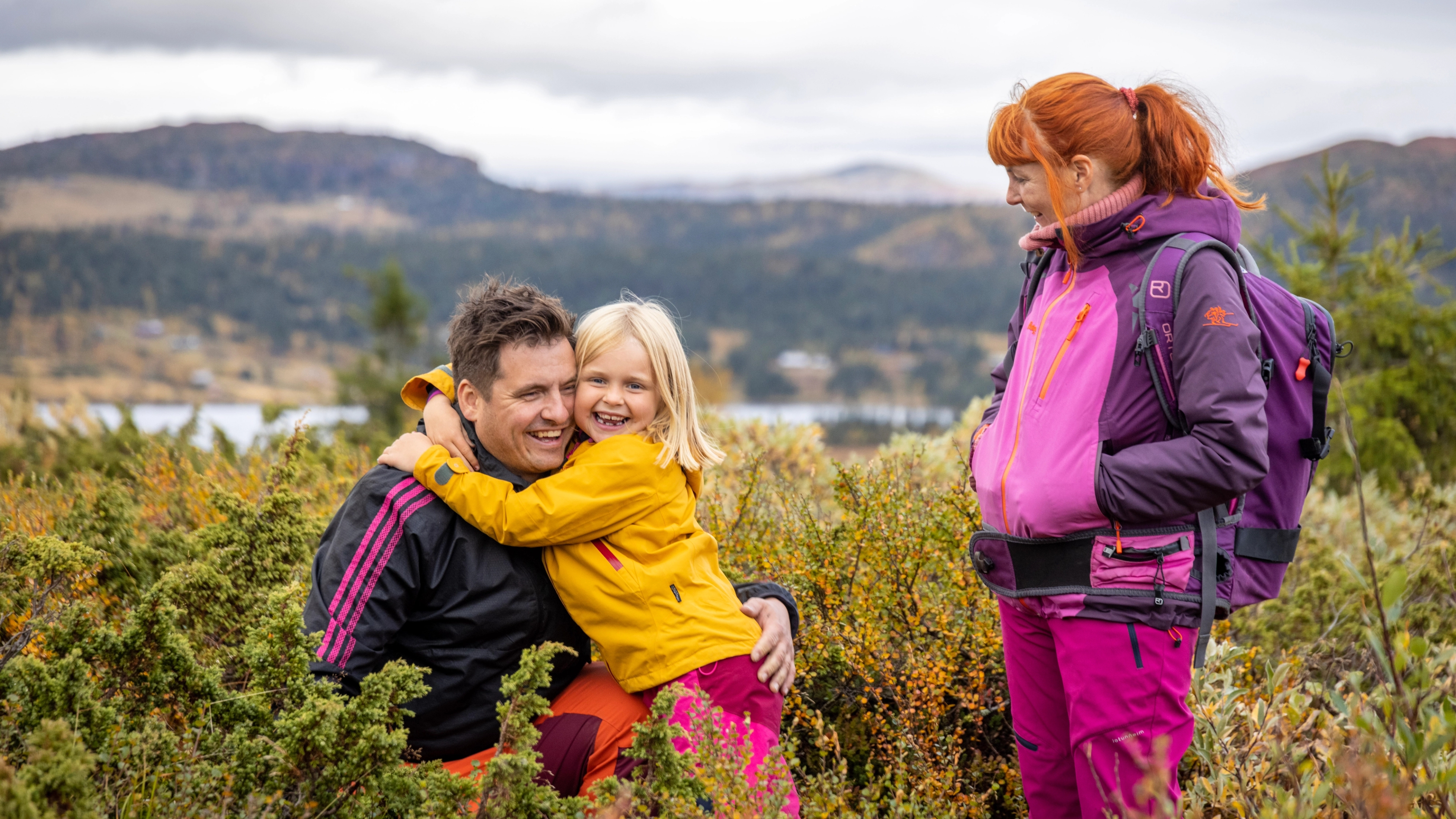 A family having fun in the mountains