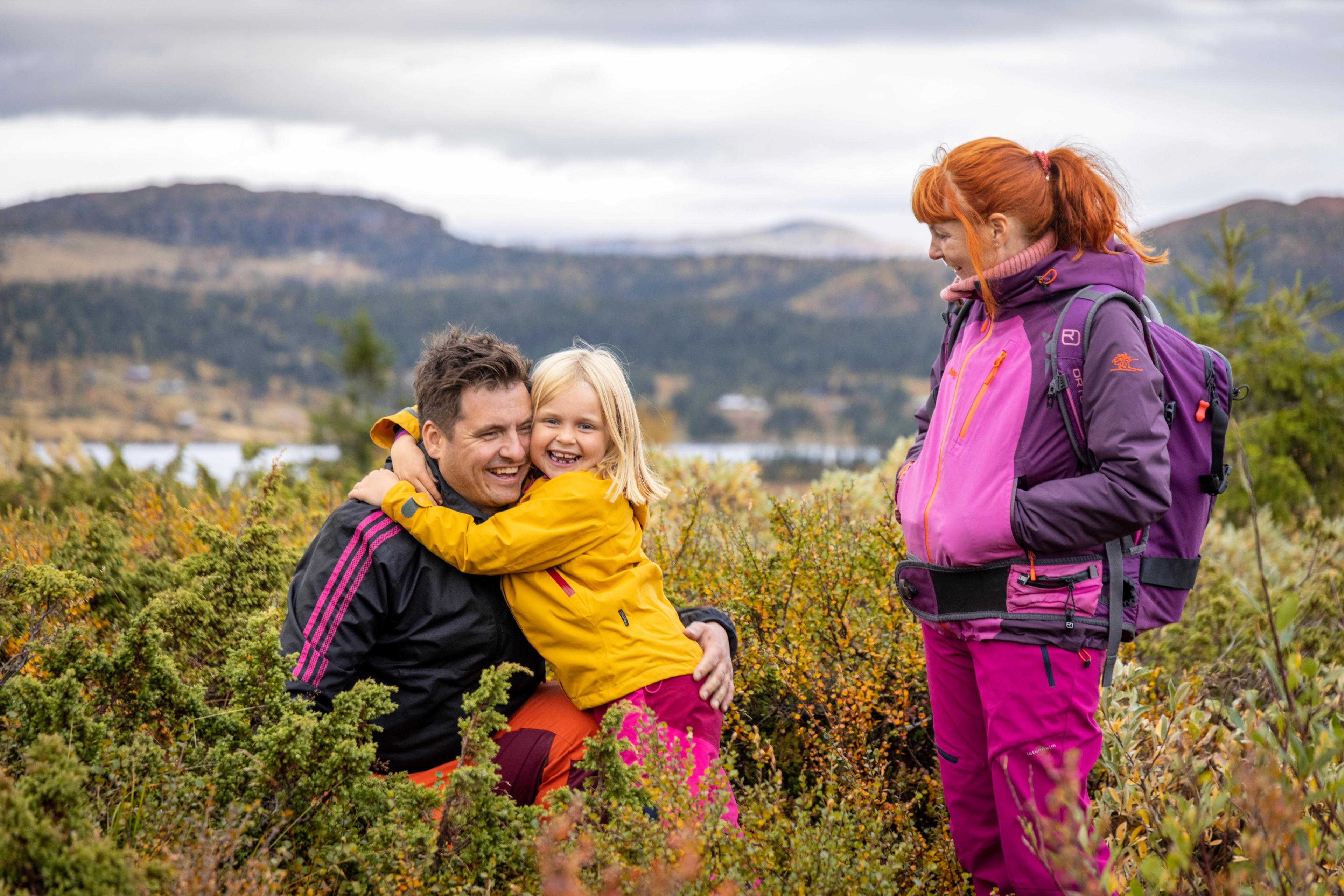 A family having fun in the mountains