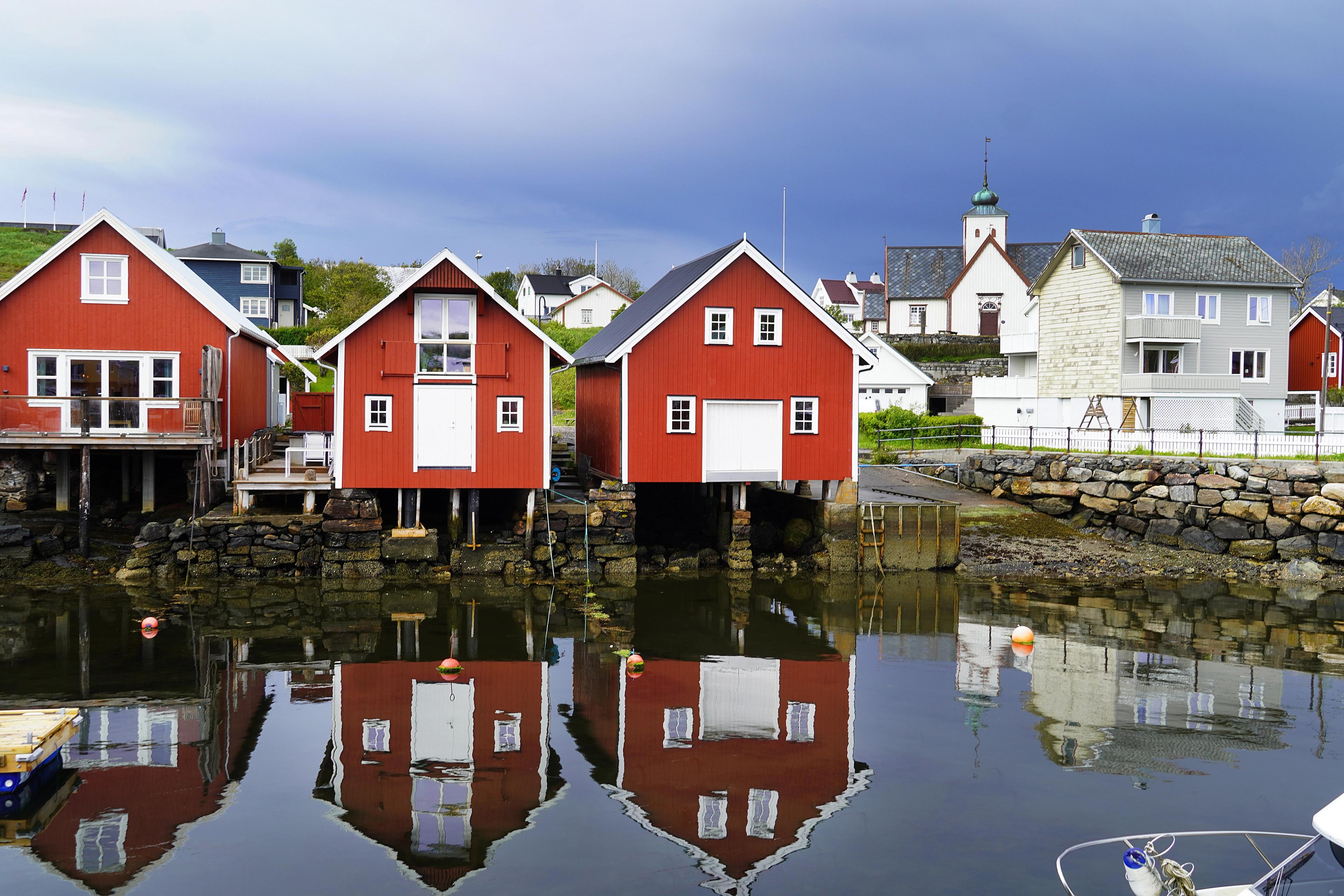 Wooden houses in the harbour in Bud fishing village.