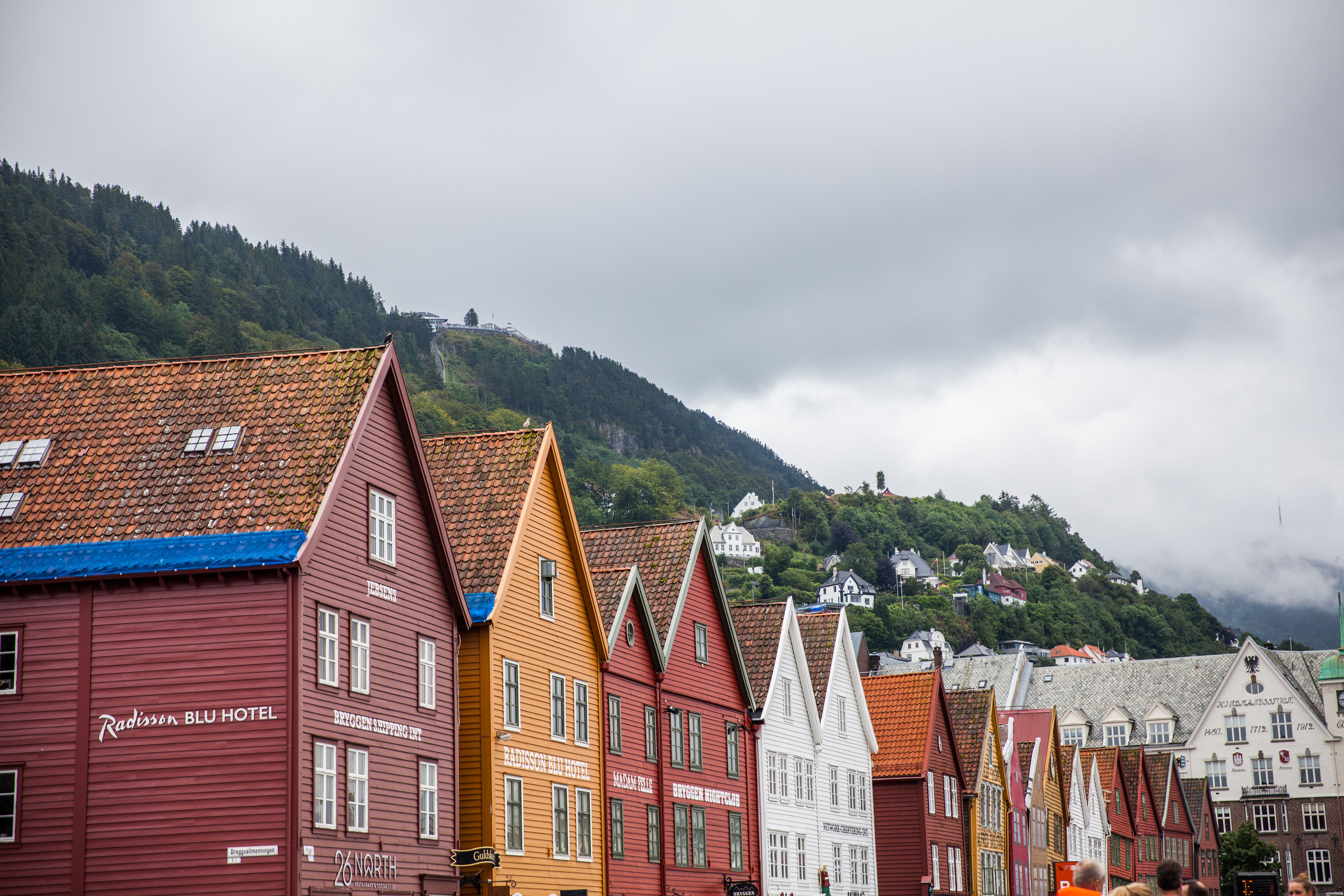 The colourful wooden houses on Bryggen in Bergen