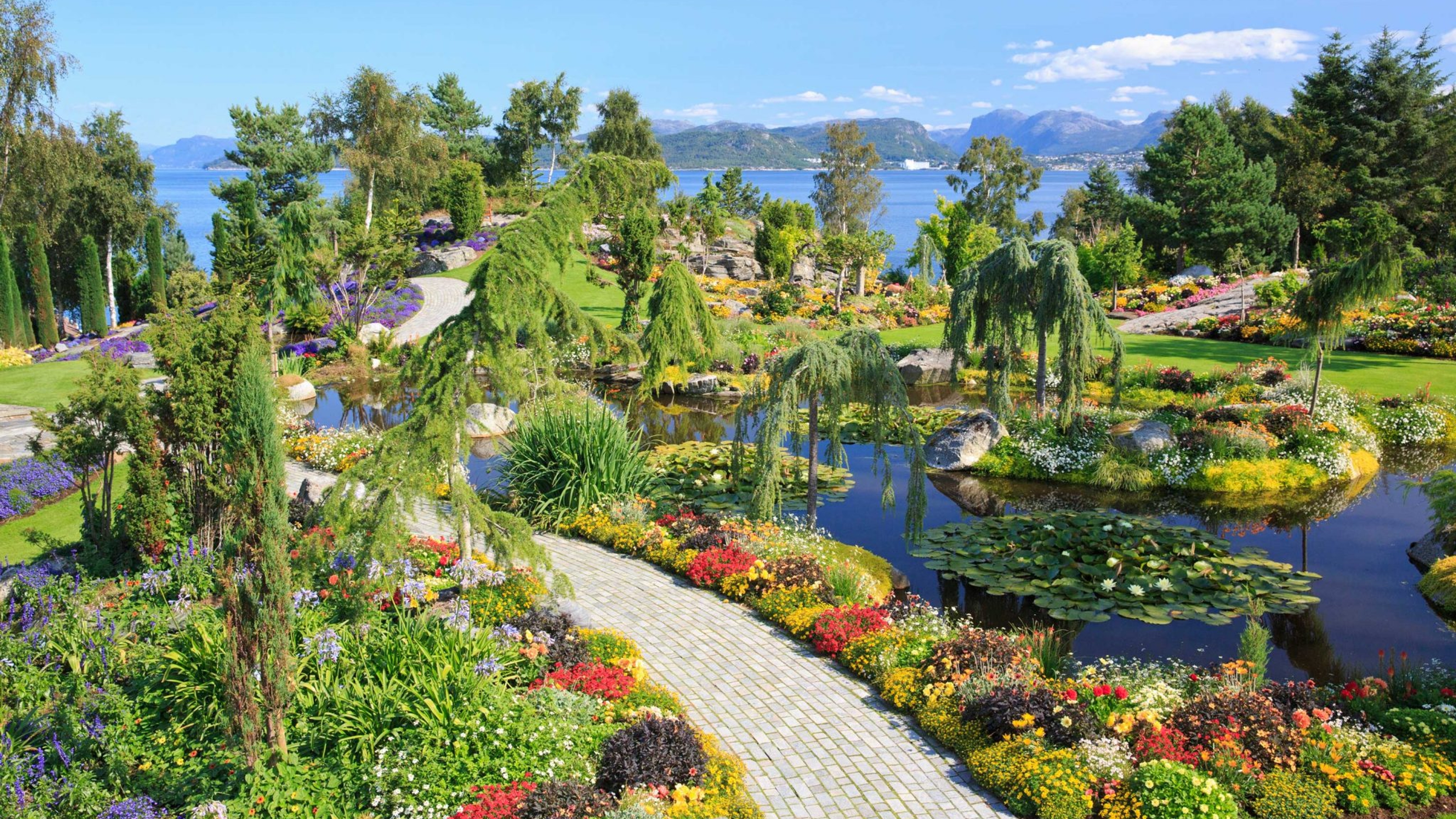 The flower garden Flor & Fjære on the car-free island Sør-Hidle in Ryfylke, Fjord Norway