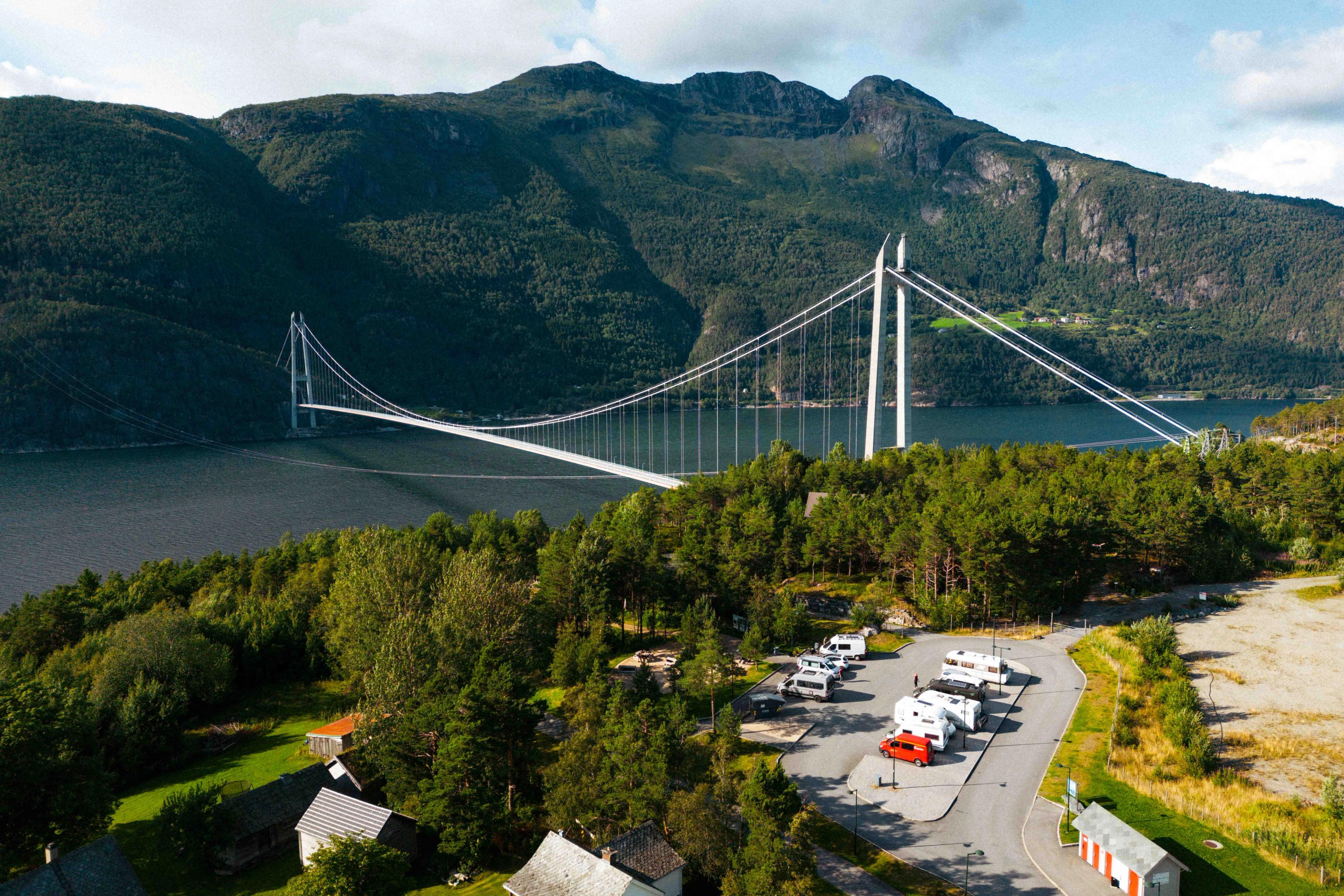 A large hanging bridge for cars