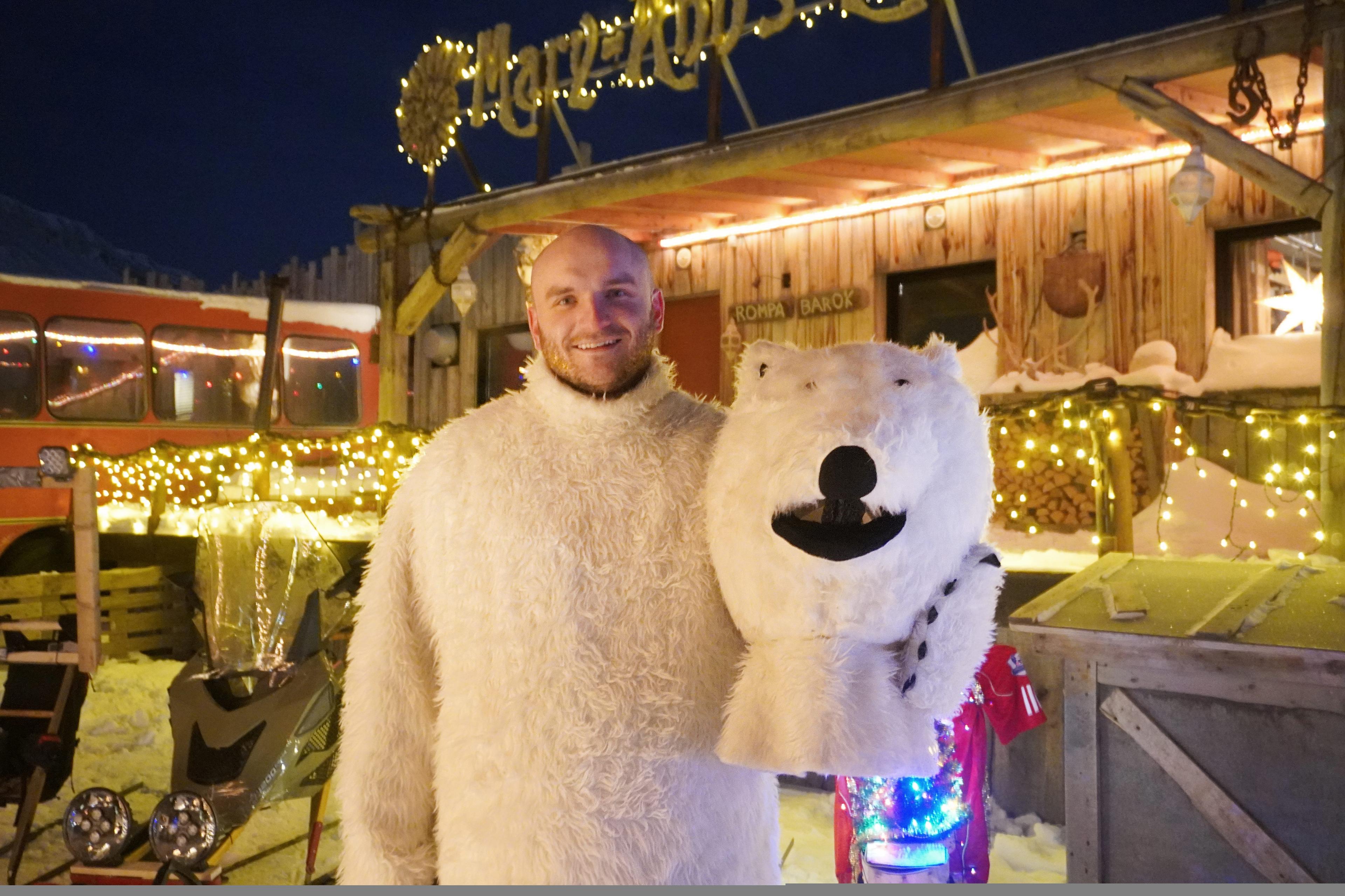 Man in a polar bear costume