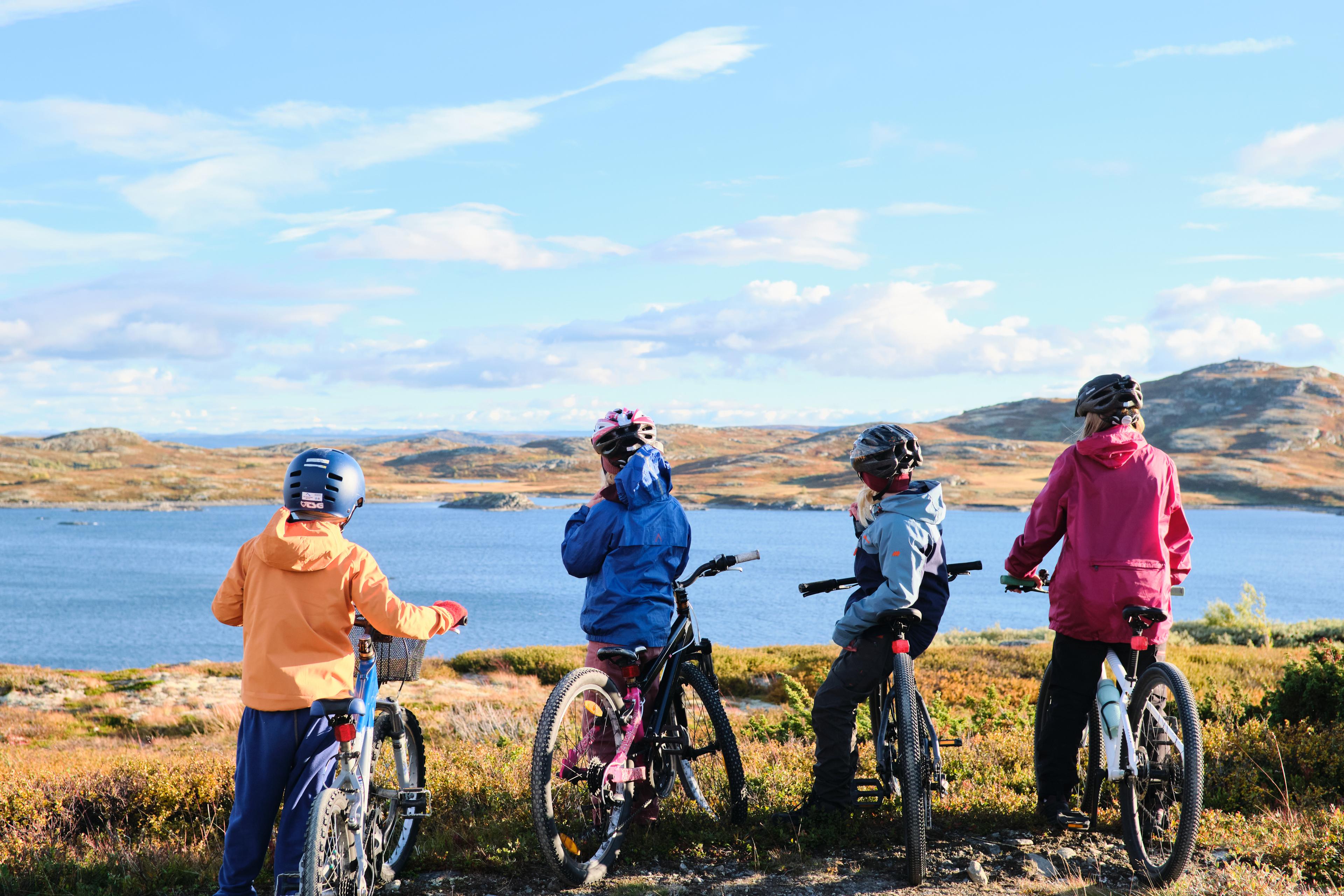 Kids cycling in Norway