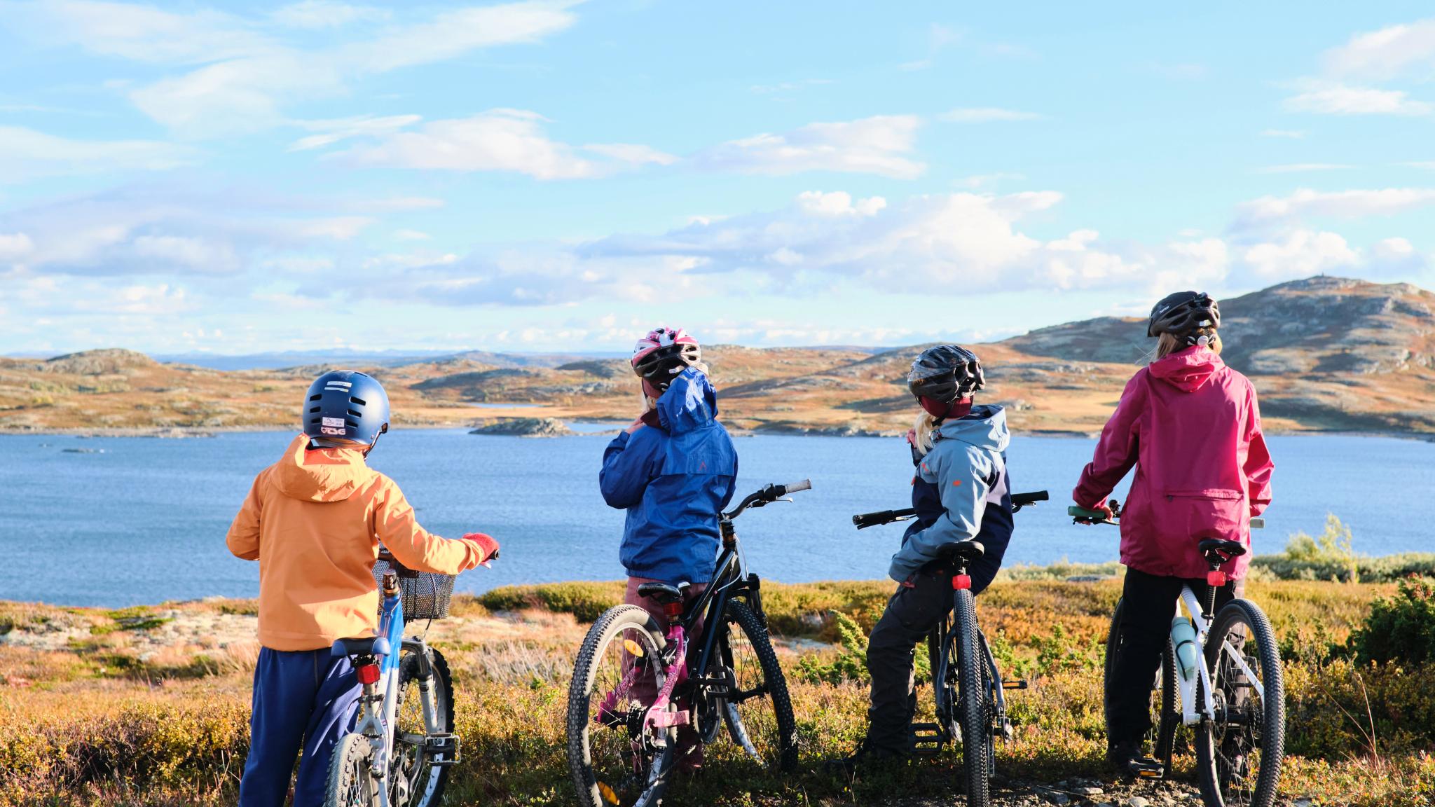 Kids cycling in Norway