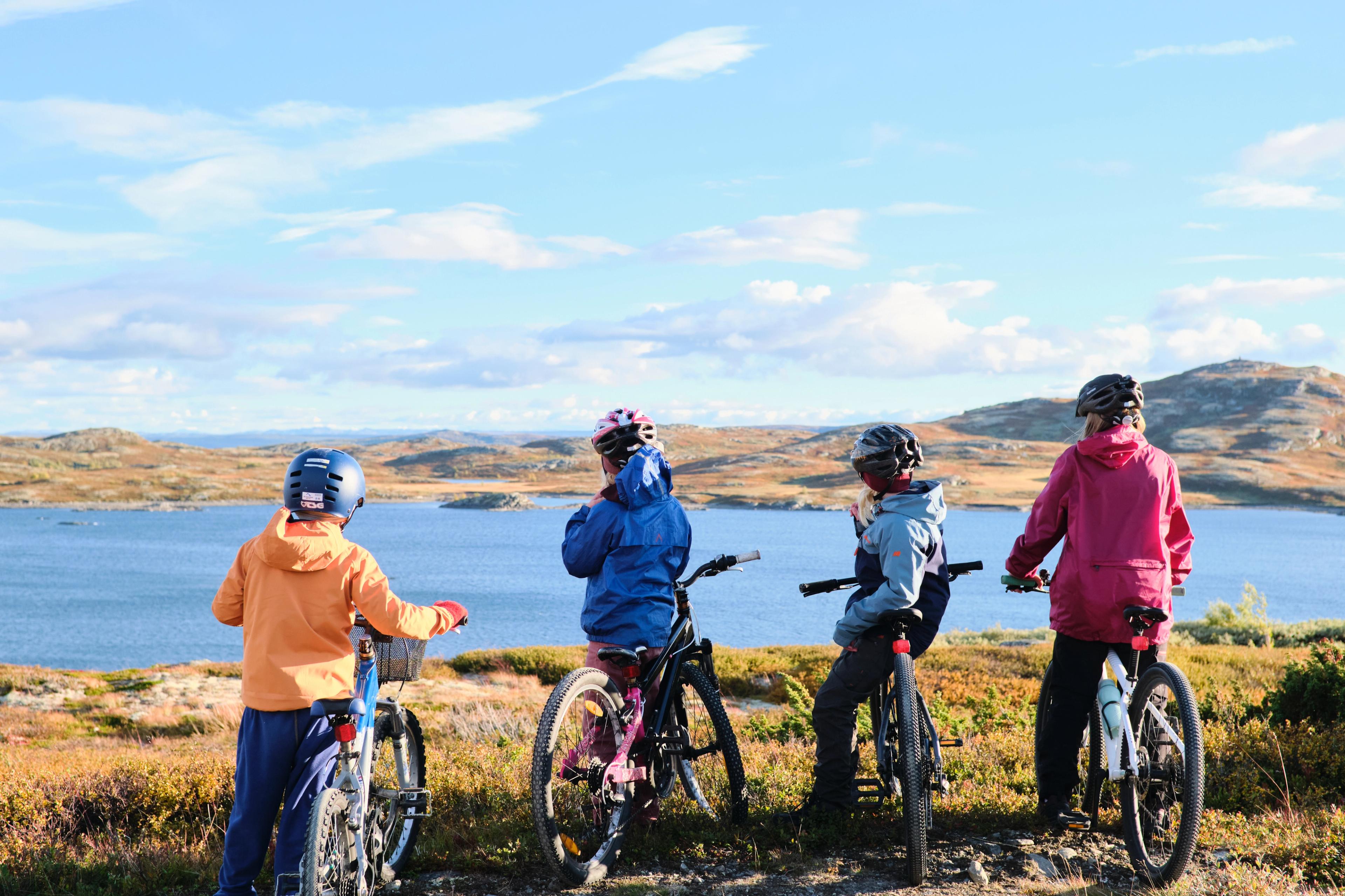 Kids cycling in Norway