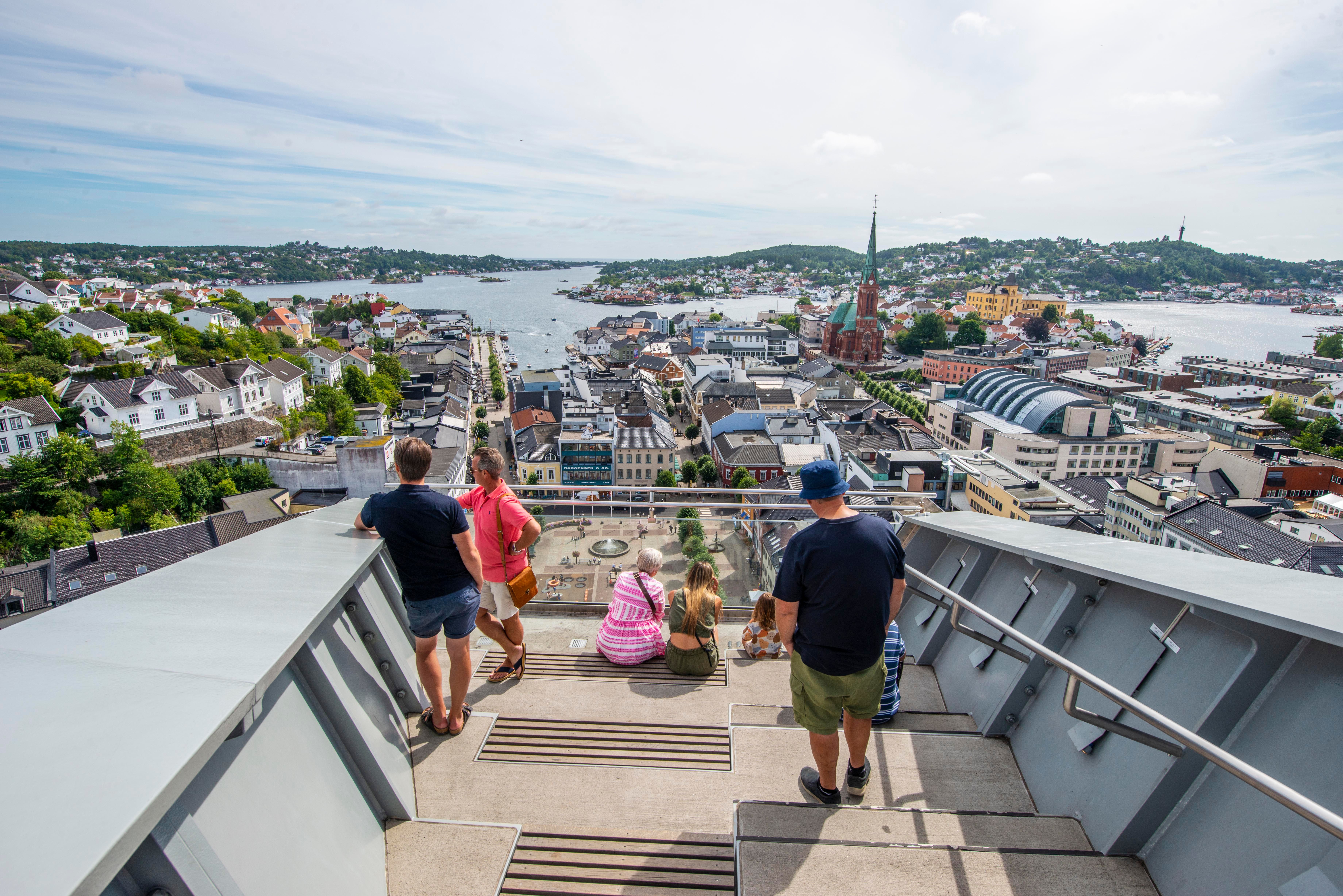 View over Arendal from the Glass Lift