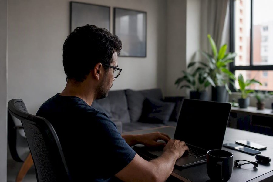 Remote developer working in Latin American home office