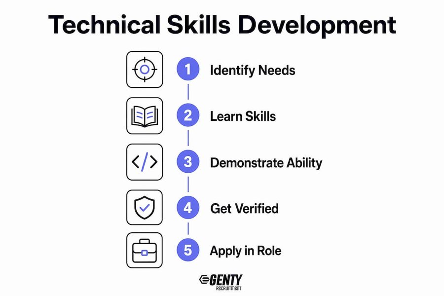 Infographic showing technical skills development steps