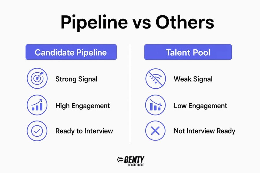 Infographic comparing candidate pipeline to talent pool