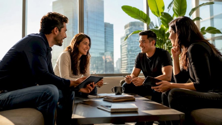 Tech team discussing multilingual recruitment