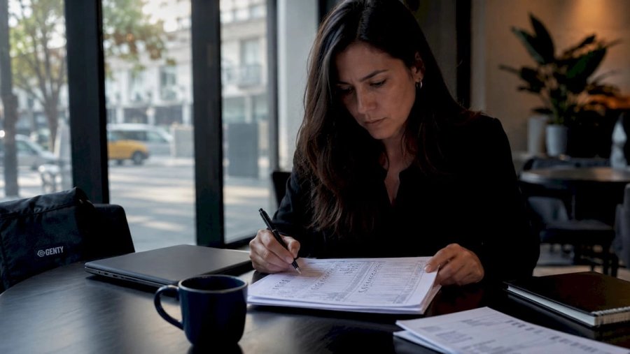 Professional reviewing candidate documents