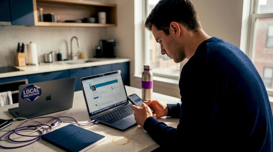 Sourcer sending candidate message from home