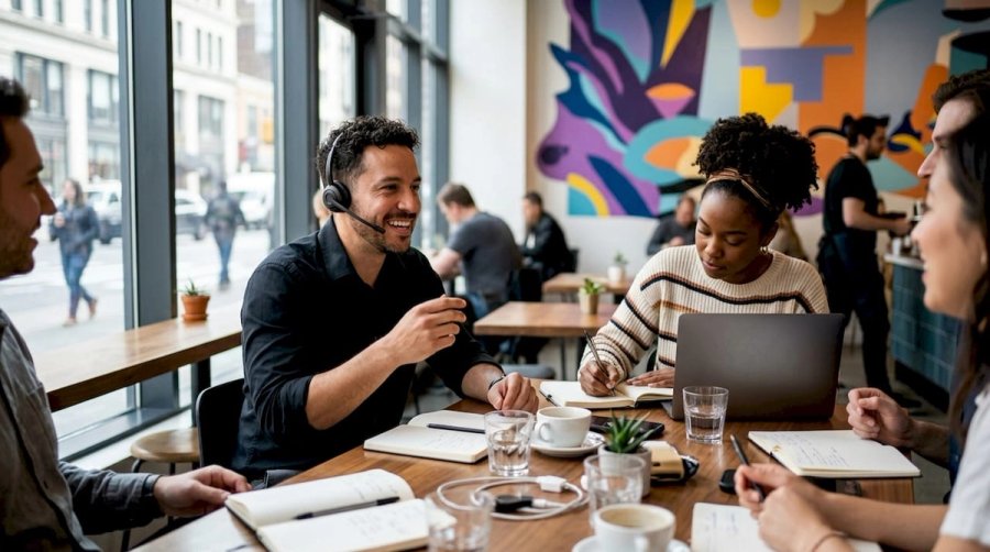 Diverse remote team engaging in virtual meeting from home