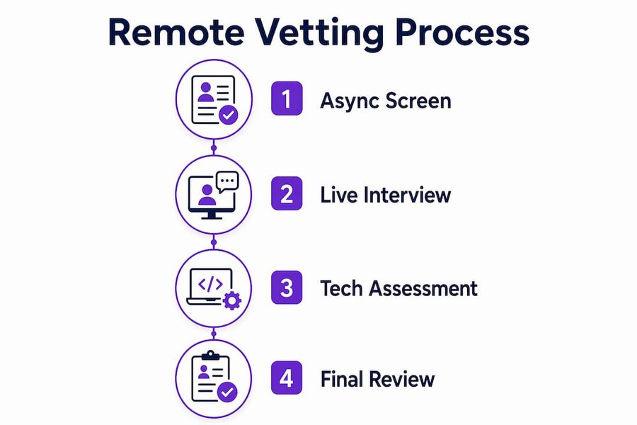Infographic outlining remote vetting interview stages