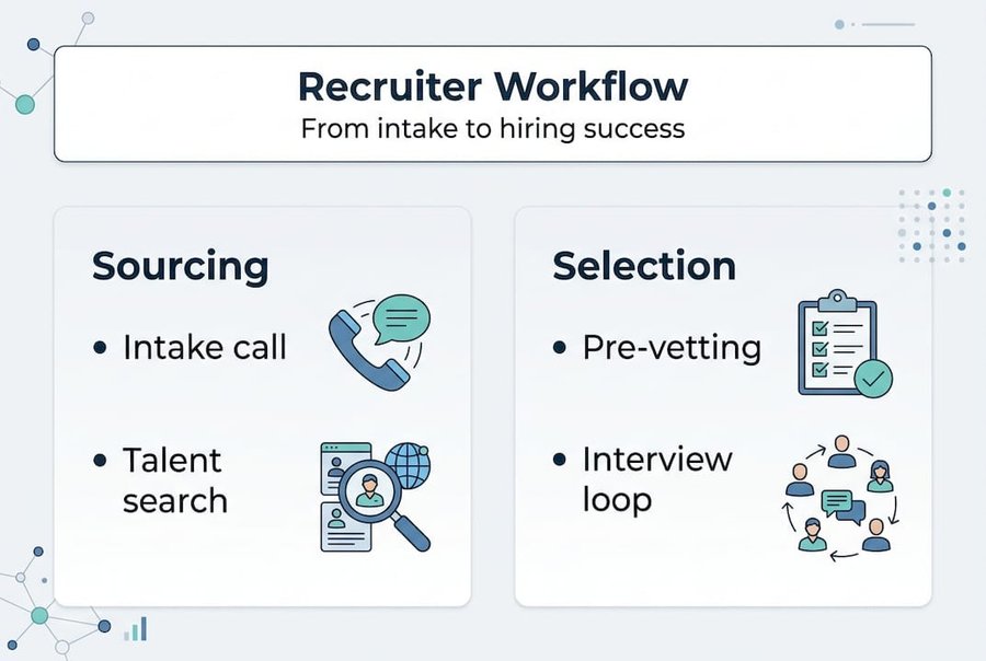 Infographic of tech recruiter workflow steps